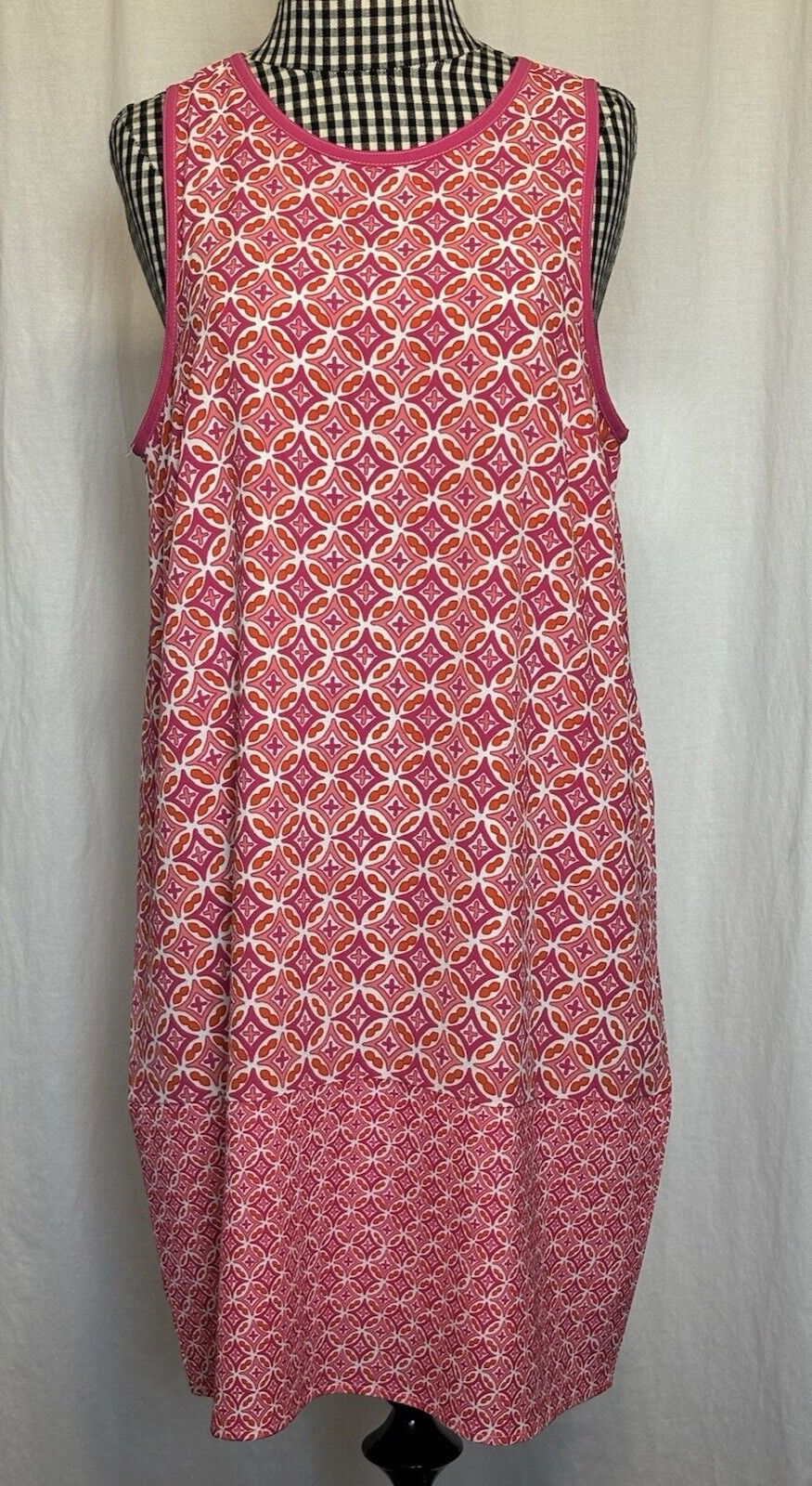 Mud Pie Women’s Size Medium Pink & Orange Geometric Shift Dress Sleeveless