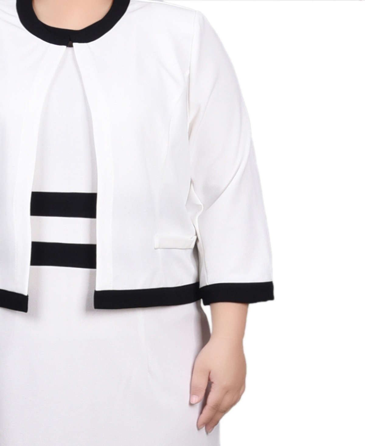NY Collection Plus Size Colorblocked Dress Women’s 16W White/Black Zip Closure
