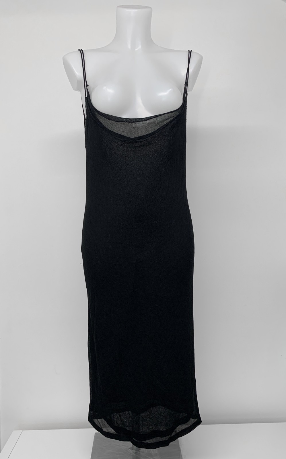 VINTAGE GUCCI TOM FORD 1997 Runway Black Sheer Cowl Neck Dress IT42