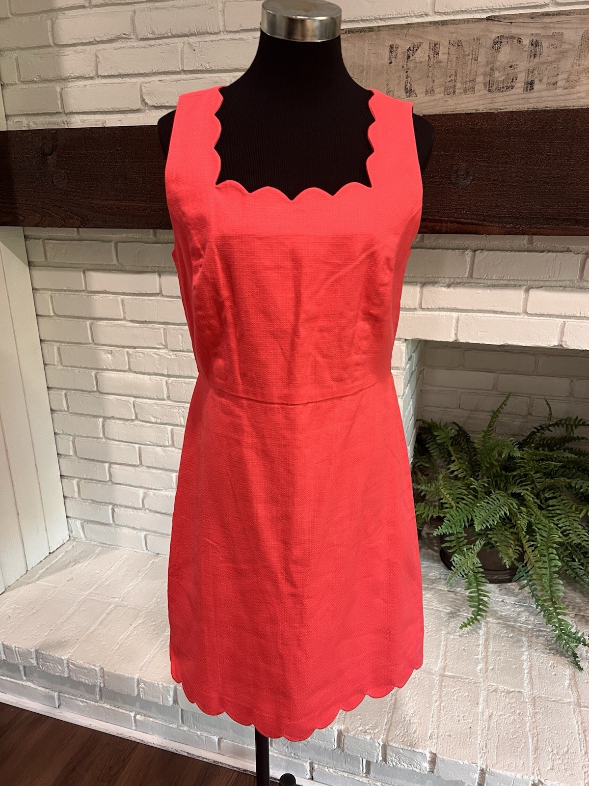 J Crew Size 10 Salmon Pink Basketweave Scallop Edge Dress Lined Women’s
