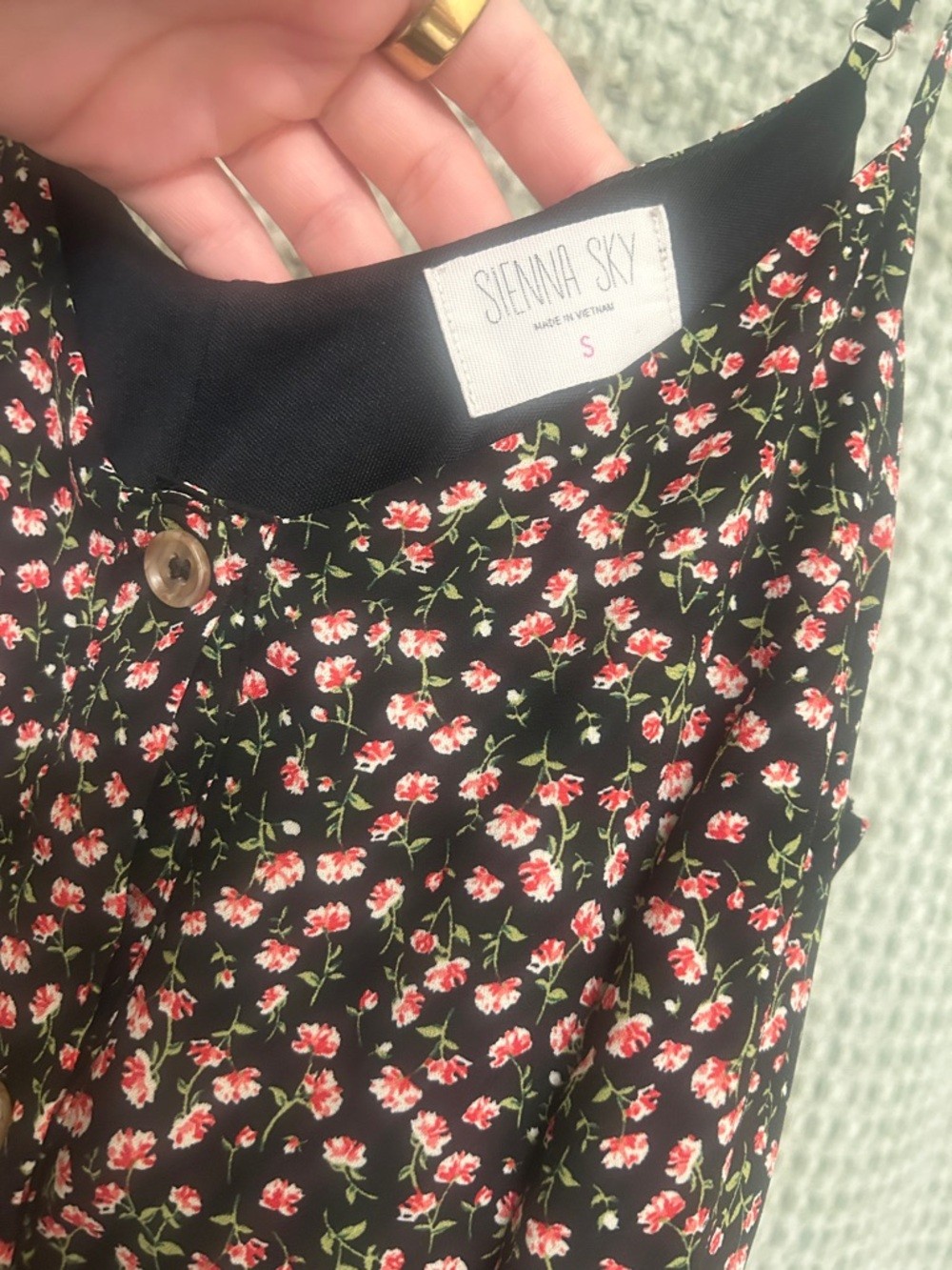 Sienna Sky Floral Pattern Front Button Tie Back Women’s Dress Size small