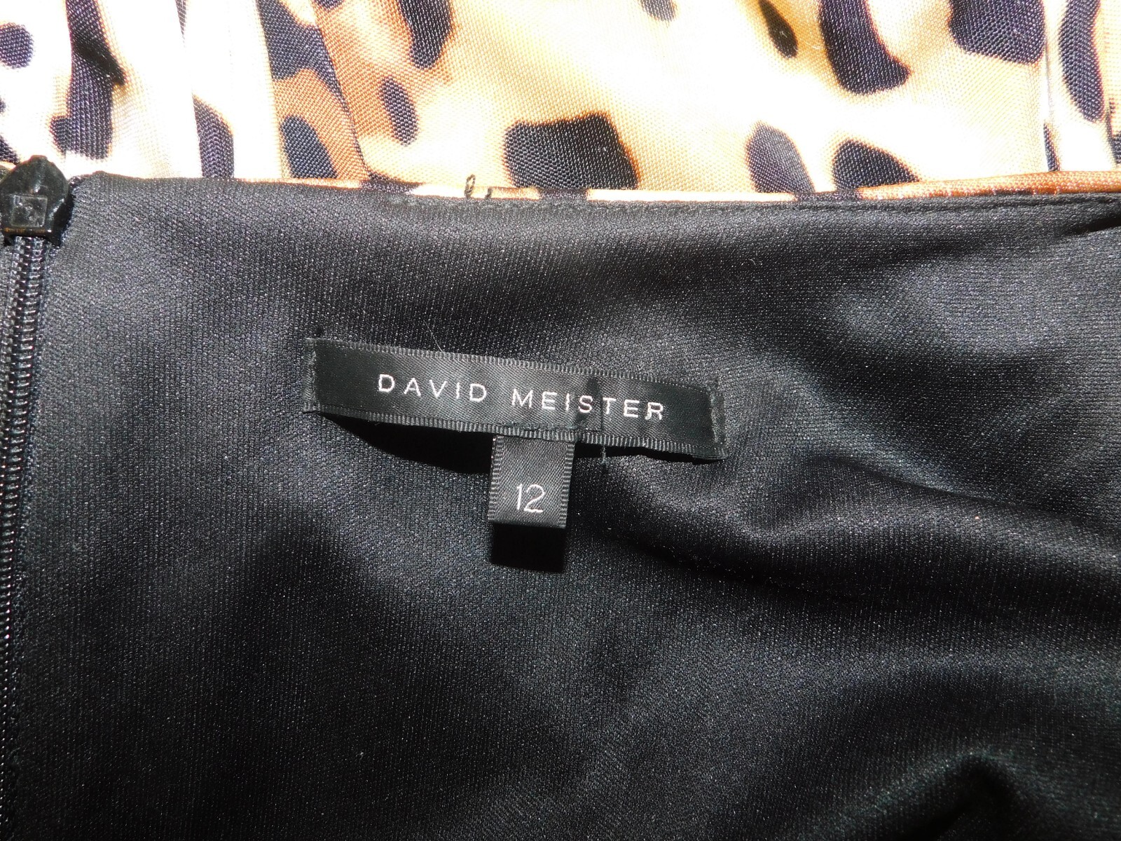 David Meister Animal Print Ruched Cross Over V-Neck 12 Jersey Knit Dress