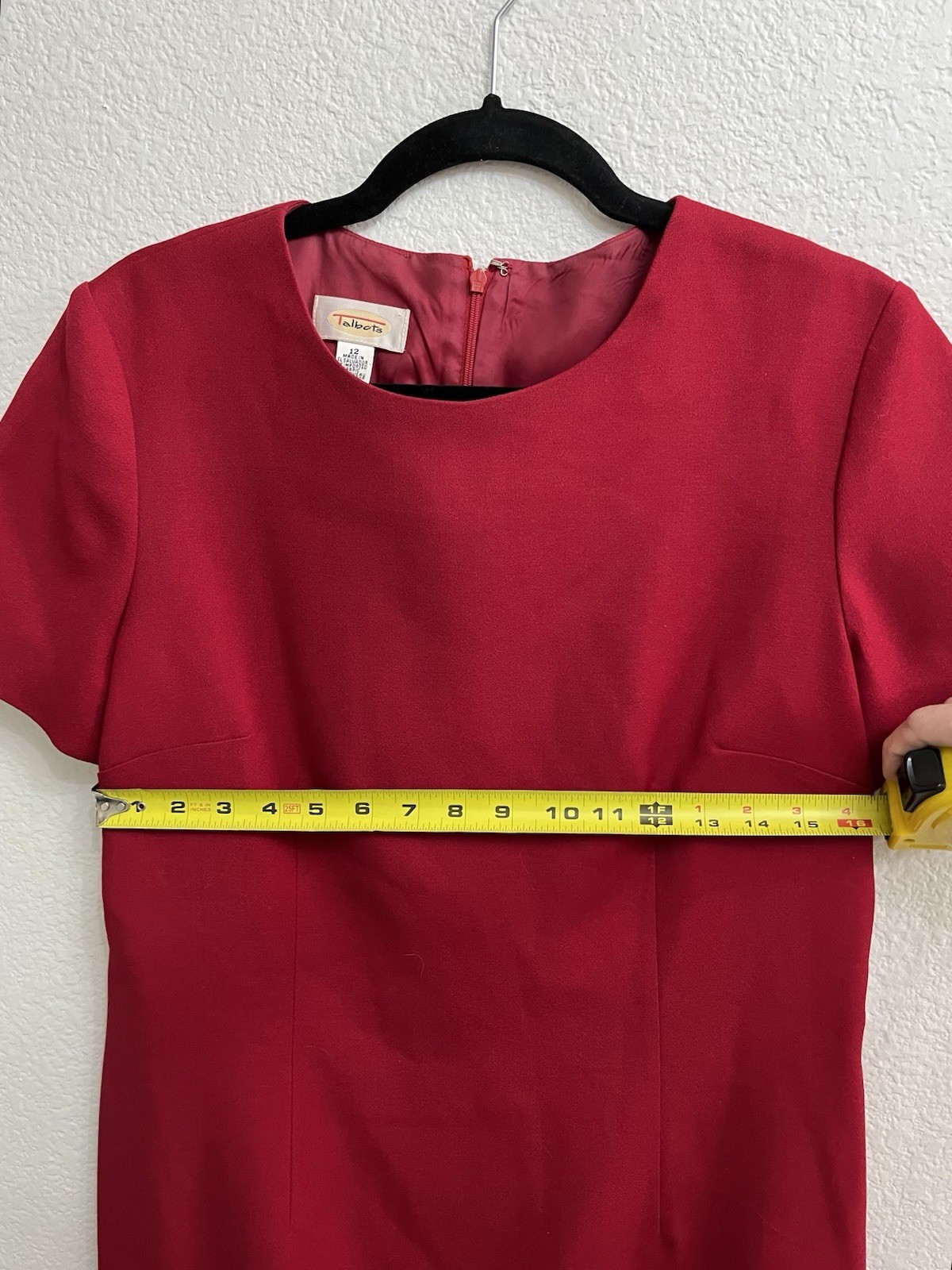 Talbots Red 100% Wool Sheath Dress Size 12 Career Office Holiday Classic
