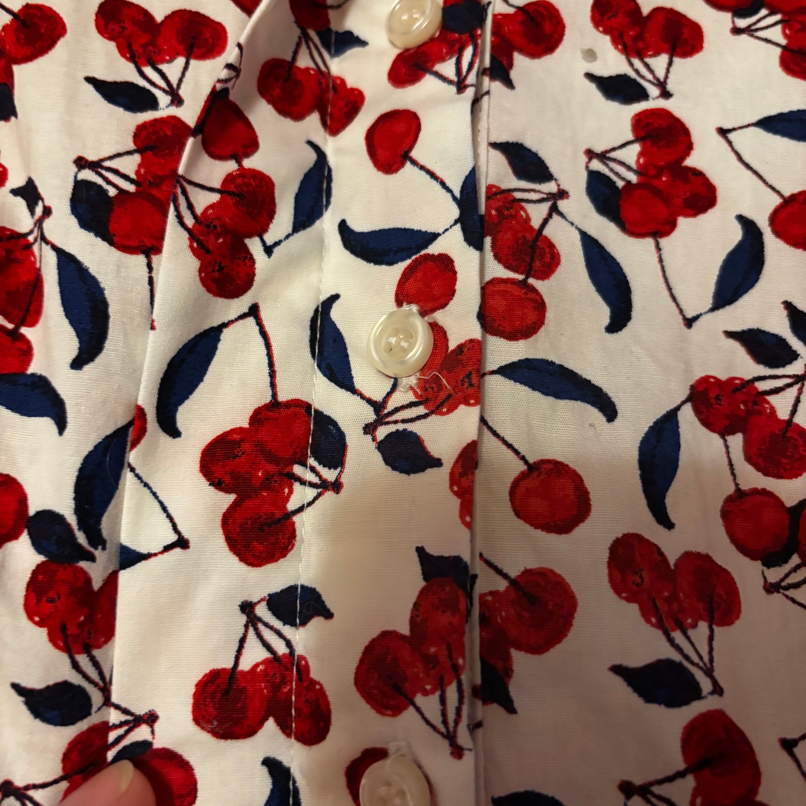 Modcloth Donna Morgan Cherries Print Button Down Retro Dress Size 14W