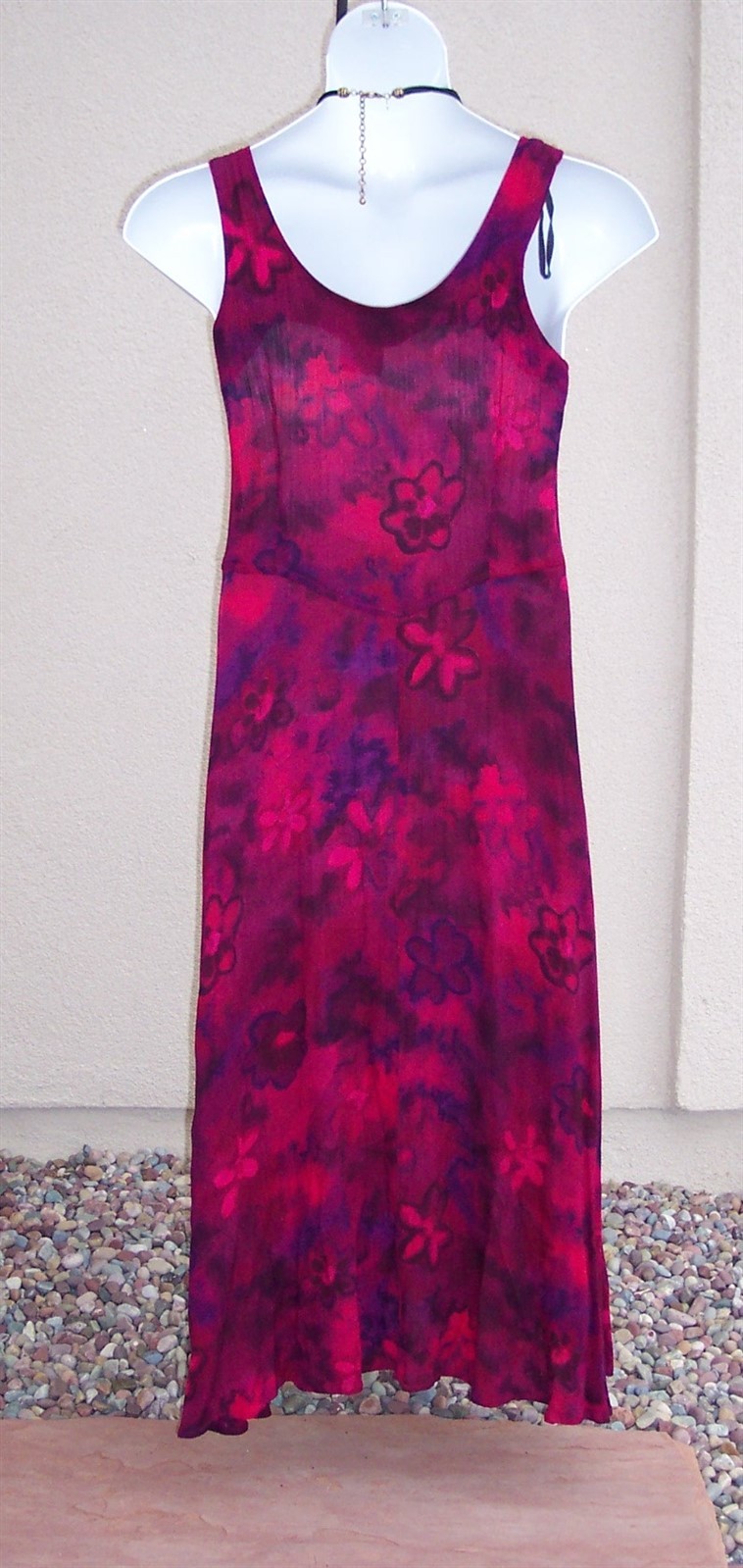 Rabbit Rabbit Rabbit Designs Dress size 12 L maxi wine hot pink crinkle rayon