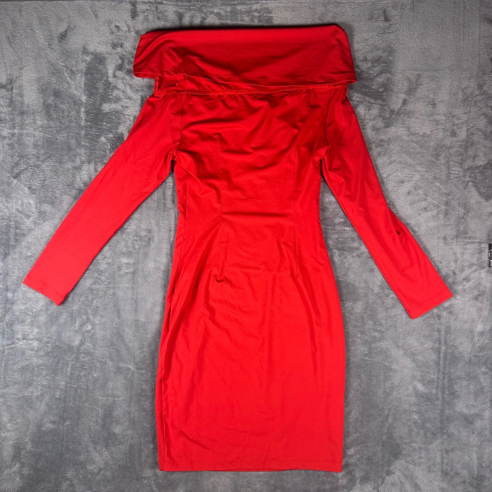 Akira Classy and Fab Red Off The Shoulder Midi Dress Womens S