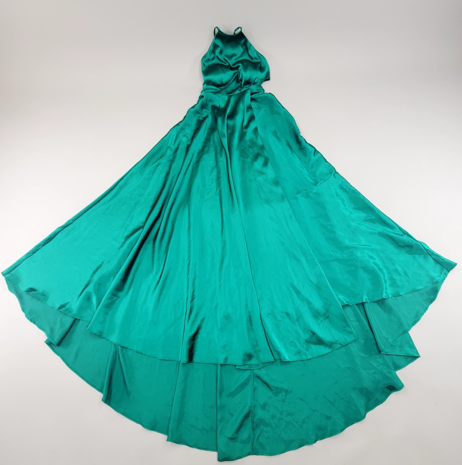 Vintage Y2K Blondie Nites by Stacy Sklar Green Satin Backless Prom Dress Jr 3