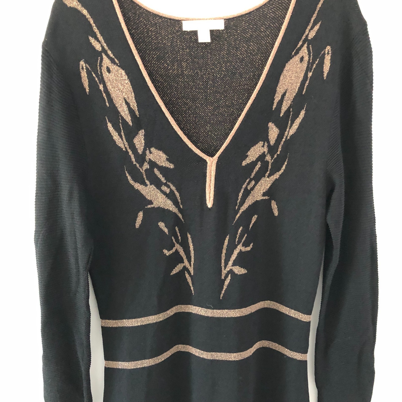 Eva Mendes Women’s Black Maxi Sweater Dress Size M Knit Stretch Formal Party