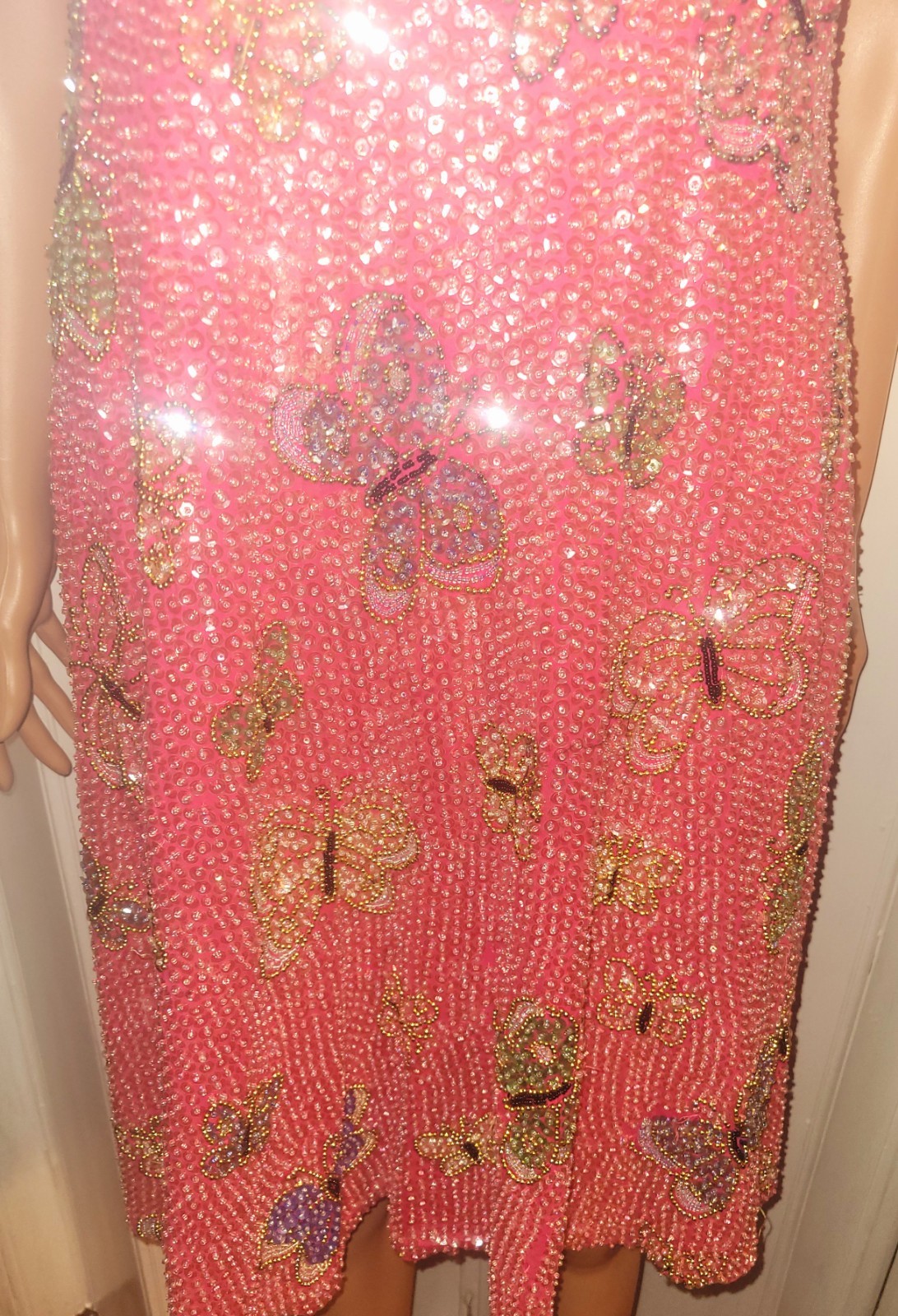 Little Attitudes Beautiful Hand Sewn Sequin Pink Butterfly Dress Size 14