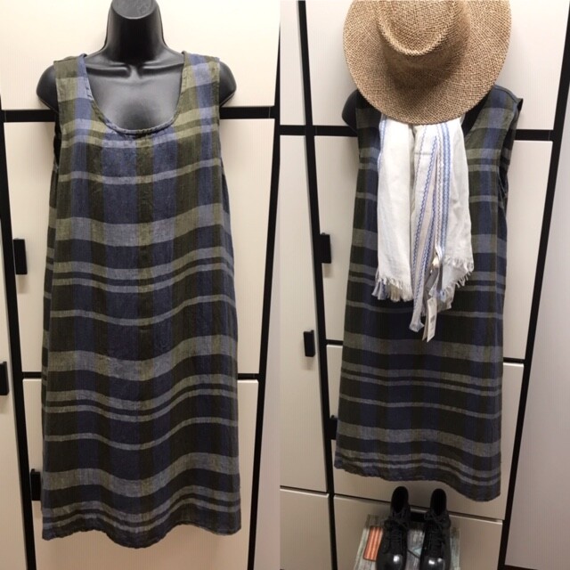 Flax Lithuania S Blue Combo Color Block Stripe Linen Dress Harmony Collection