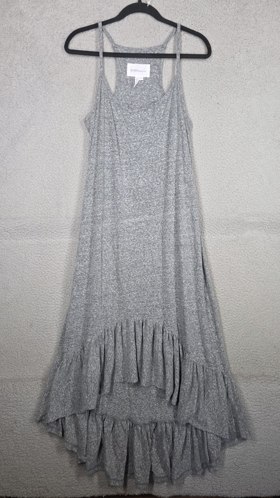 BGBG Grey Cotton Blend Maxi Dress S Small Generation Hi Low Hem Casual Sleeveles