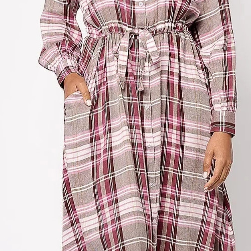 Encore by Idina Menzel Regular Button Front Shirt Dress,Wine Pink Medium A614075