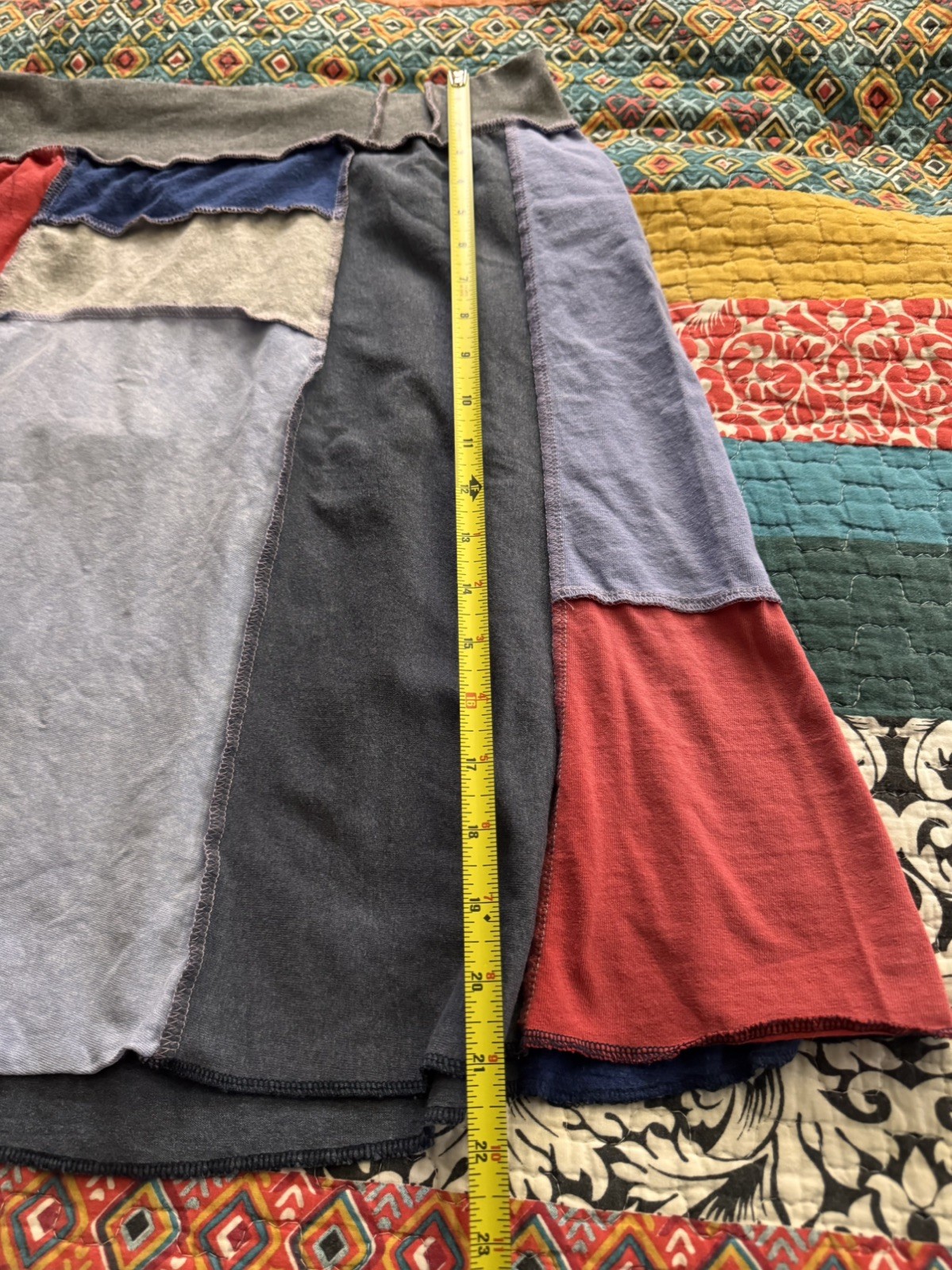 Upcycled T Shirt Patchwork Skirt Boston Red Sox Unique Sz M
