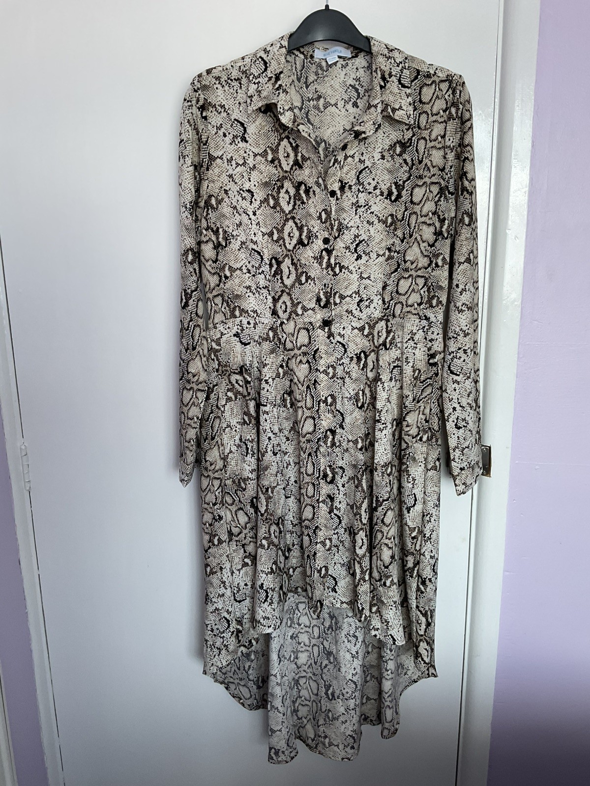 Blue Vanilla Snake Print Dress size 8 Button down elasticated waist Wedding