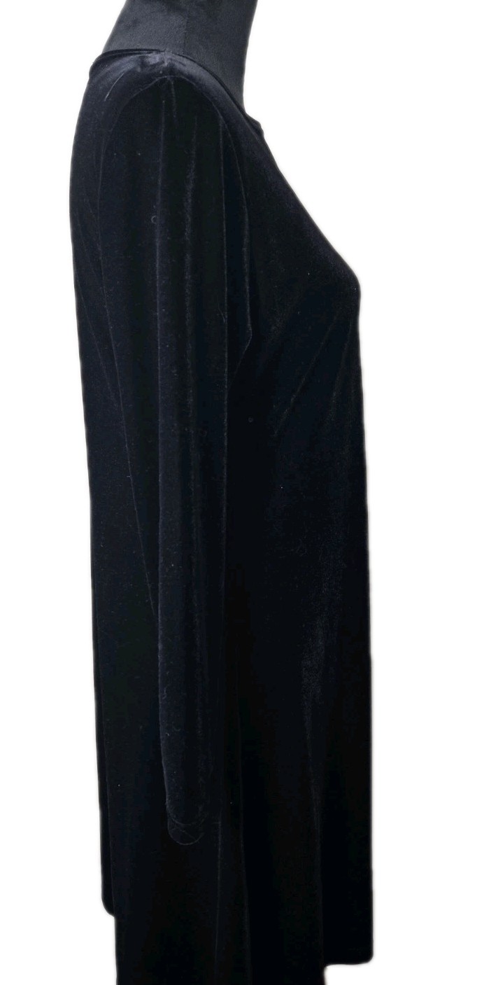 Jacqueline Ferrar Black Velvet Long Sleeve Midi Dress Size 6 Classic Holiday