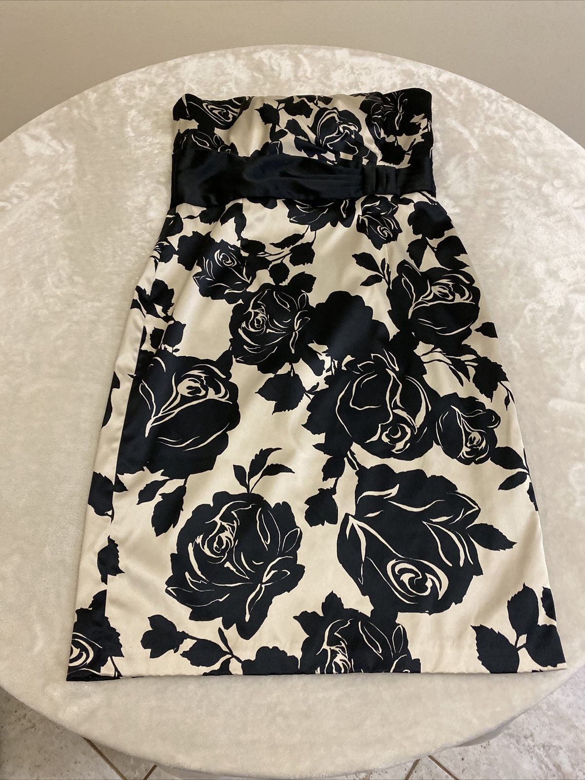 White House Black Market Womens Black Beige Strapless Fit & Flare Dress 10