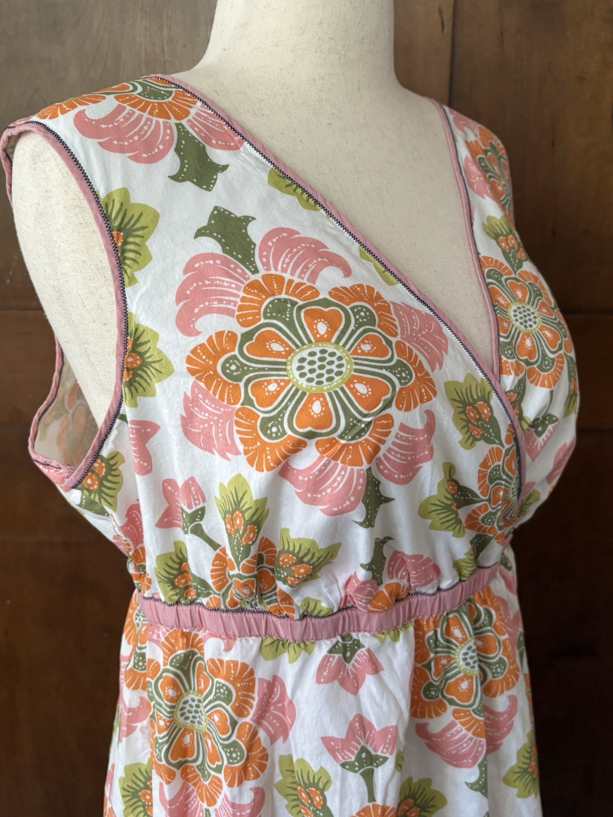 Boden Sleeveless Sundress Pink/Orange Floral Empire Waist Lined UK18 / US14