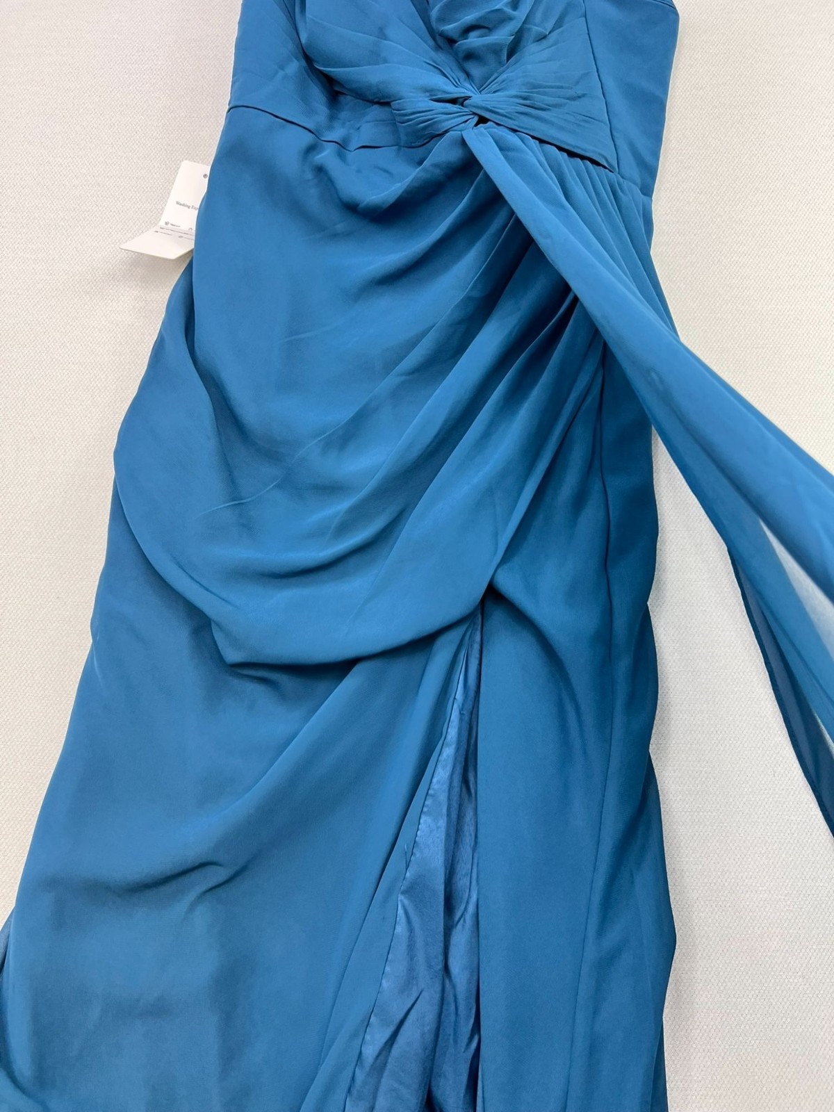 Wear Your Love Womens Chiffon Maxi Bridesmaid Dress One-Shoulder Size 10 Blue