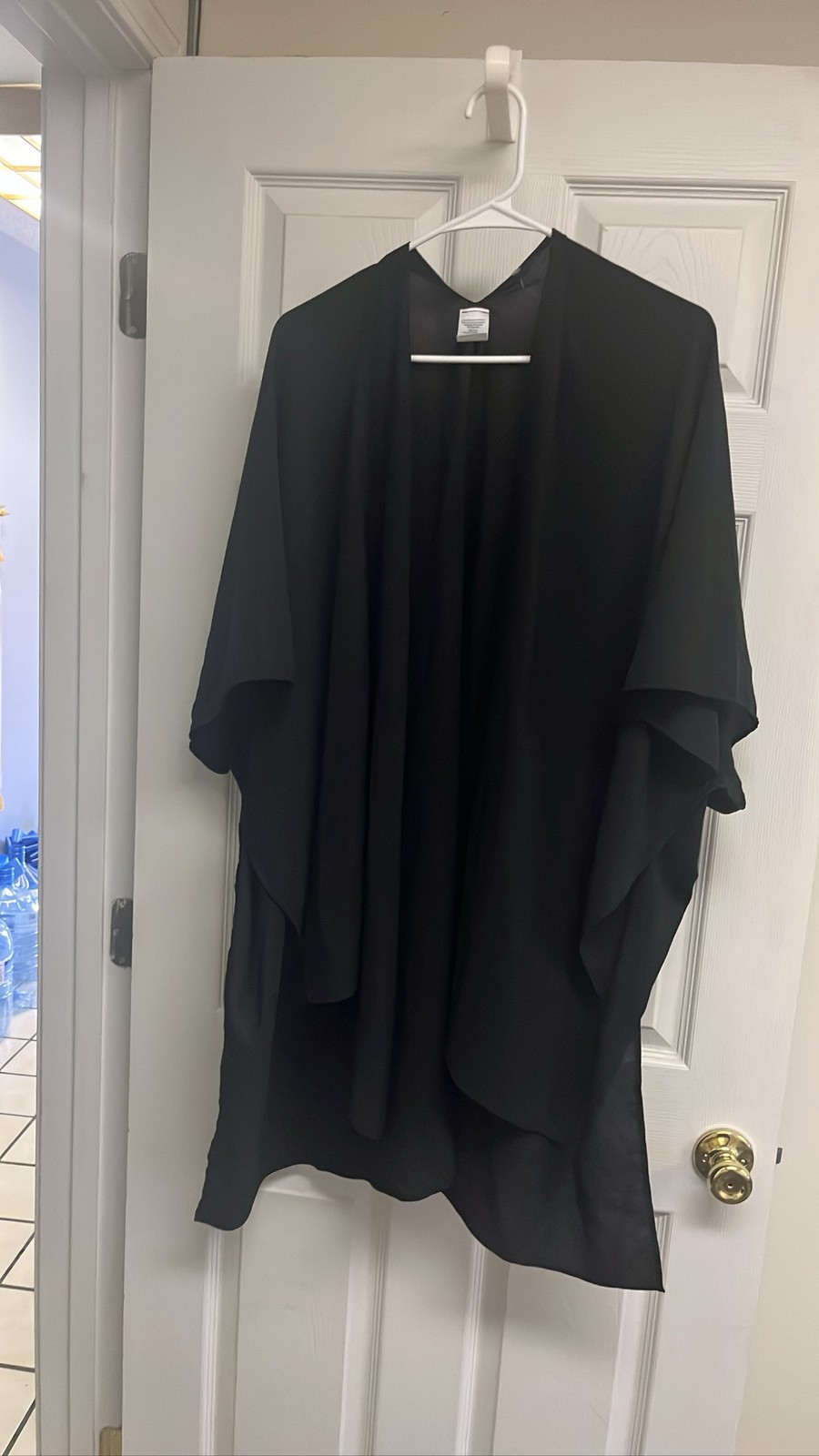 Black Sheer Open Front Kimono Cape Cardigan Shrug Duster Overlay OS