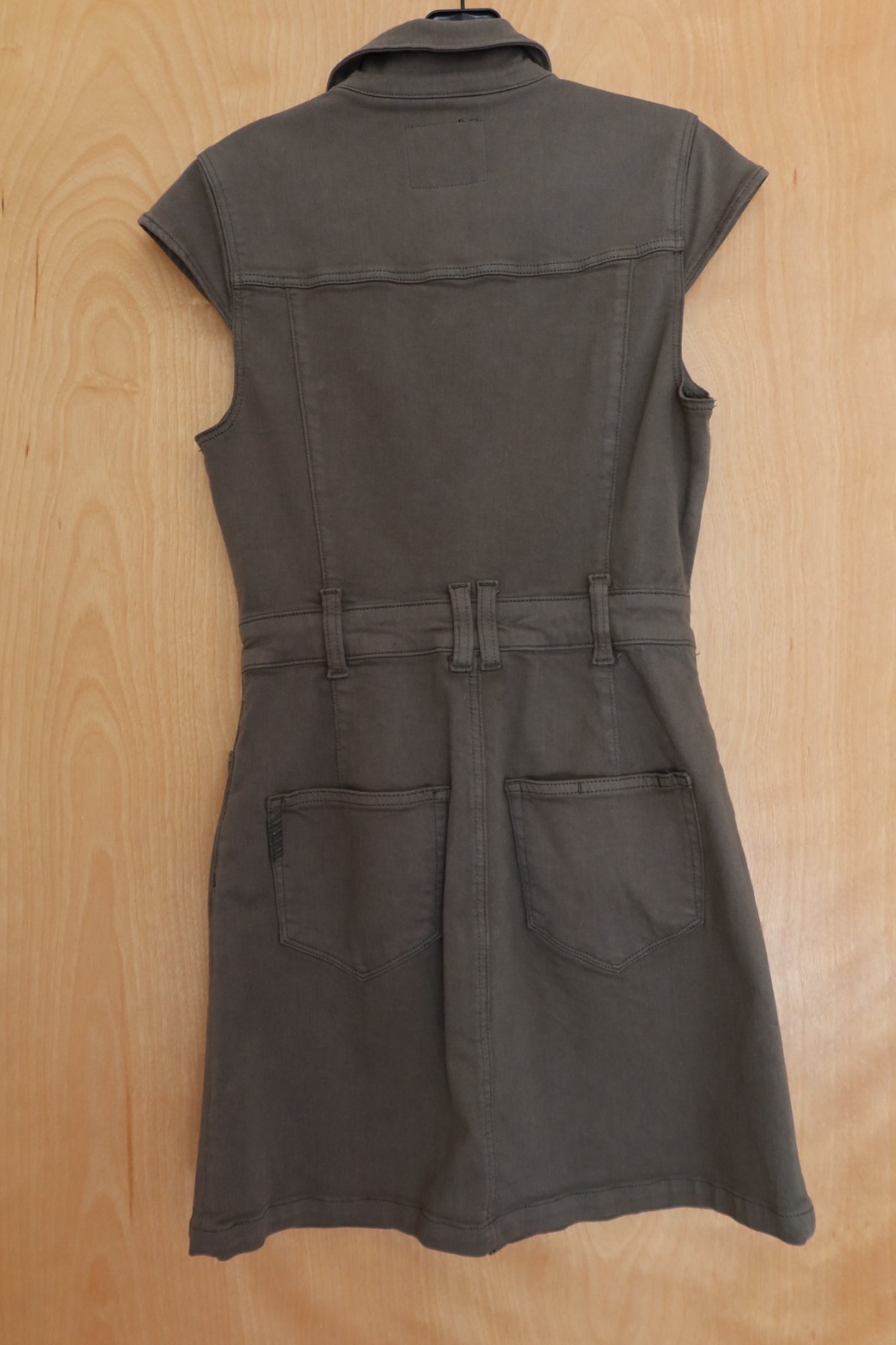 NWT! $249 Paige Jaxsyn denim mini shirt dress olive green & silver buttons sz 2