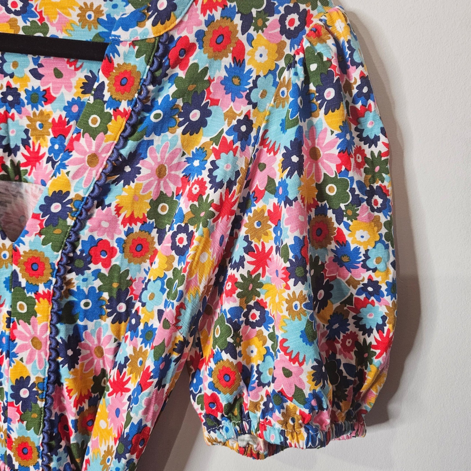Boden Sofia Trim Jersey Midi Dress Floral Daisy Puff Garden Multi Color US 6R