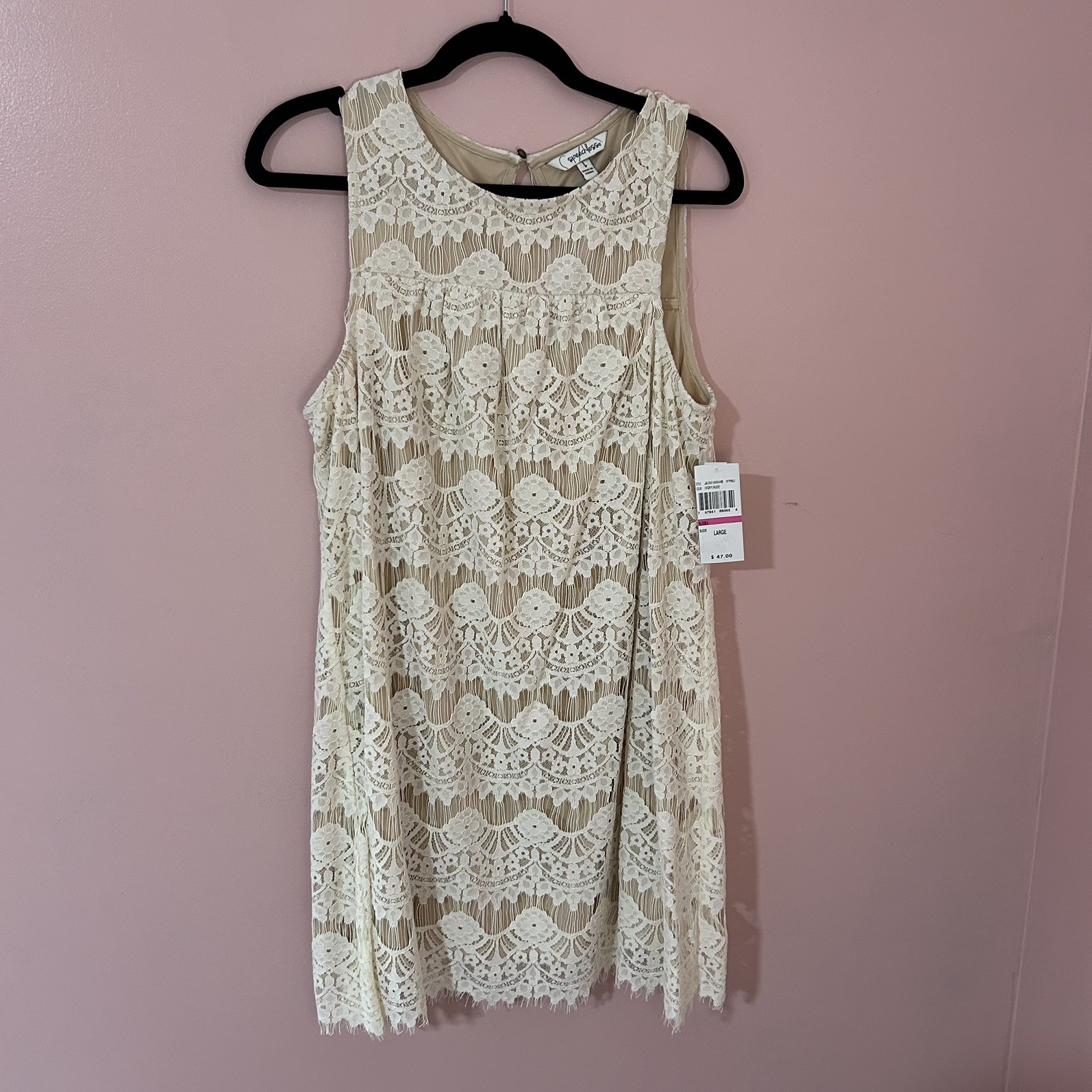 NWT Speechless Cream Lace Sleeveless Shift Dress – Size L