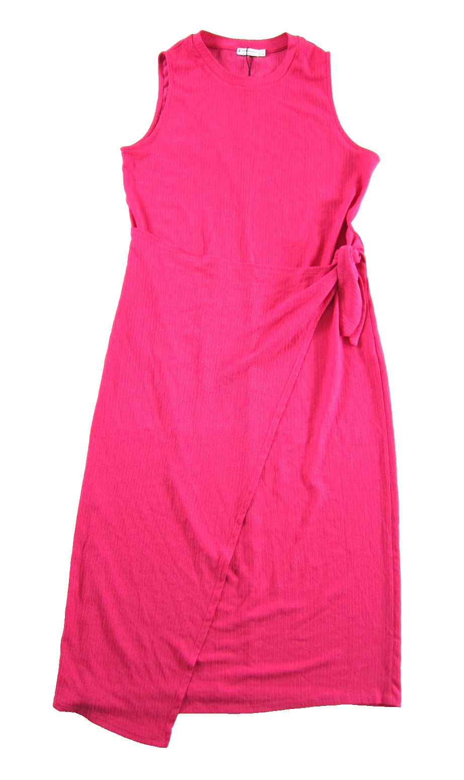 NWT STRADIVARIUS Pink Stretch Sleeveless High Neck Midi Wrap Dress Woman Large