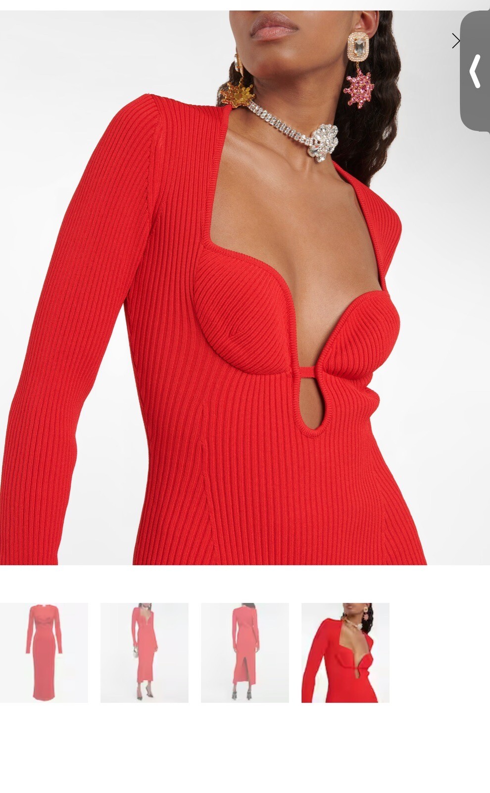 Magda Butrym Red Knit XS Small V Neck Midi Dress