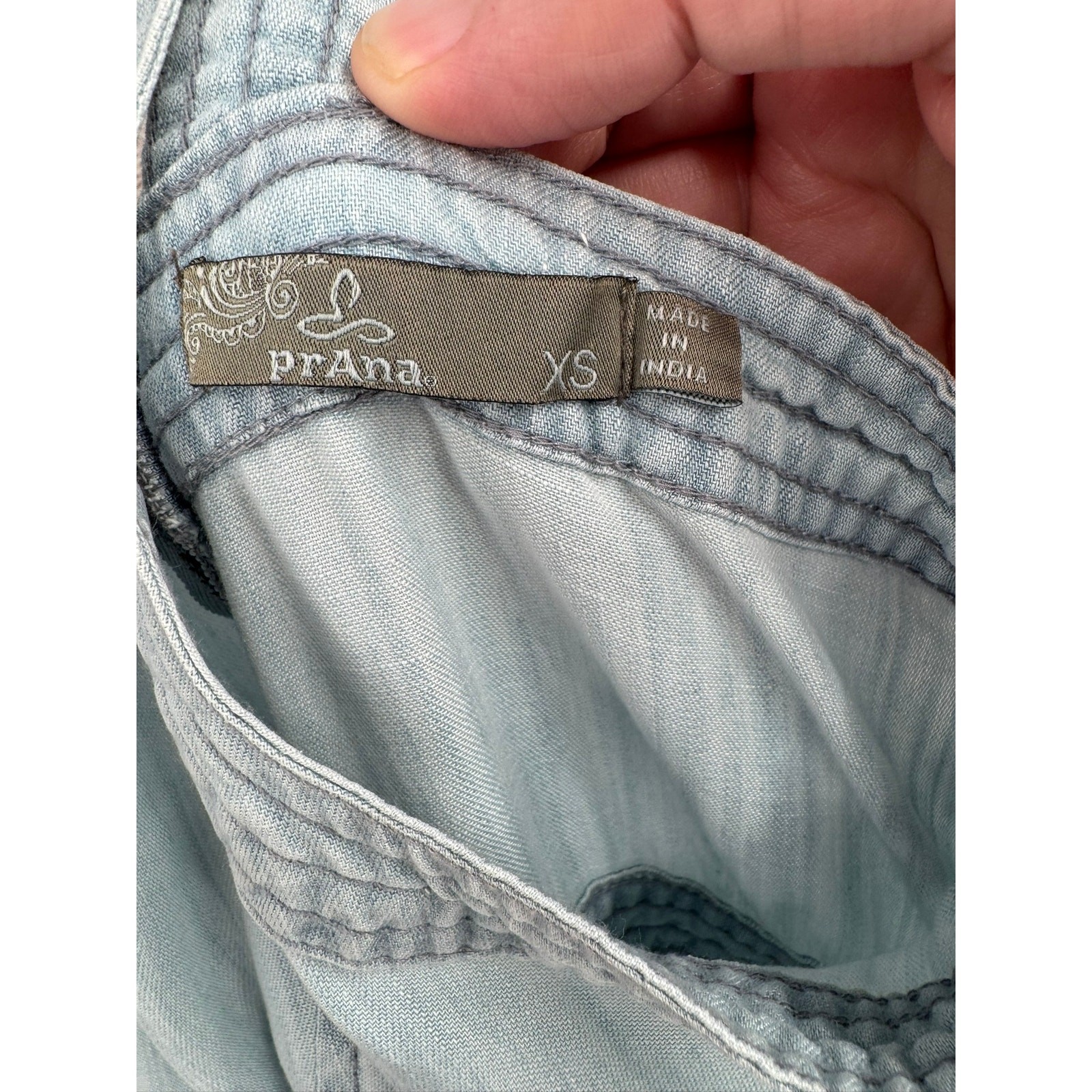 prAna Chambray Sun Drifter Midi Dress Womens XS Light Blue Back Zip Sleeveless
