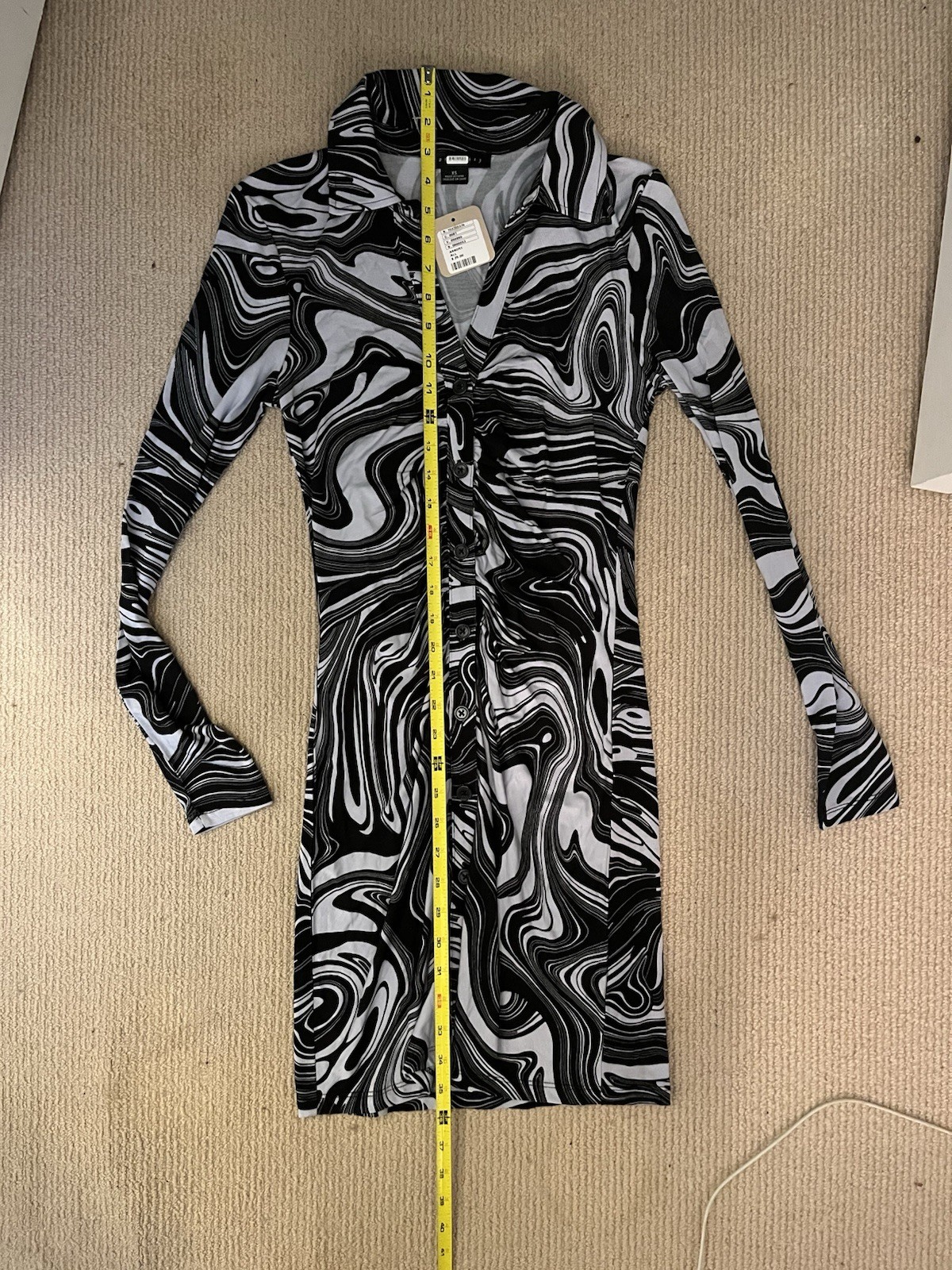 Sanctuary Daydream Fitted Mini Dress XS Ruched Bodycon Liquid Marble Print NWT