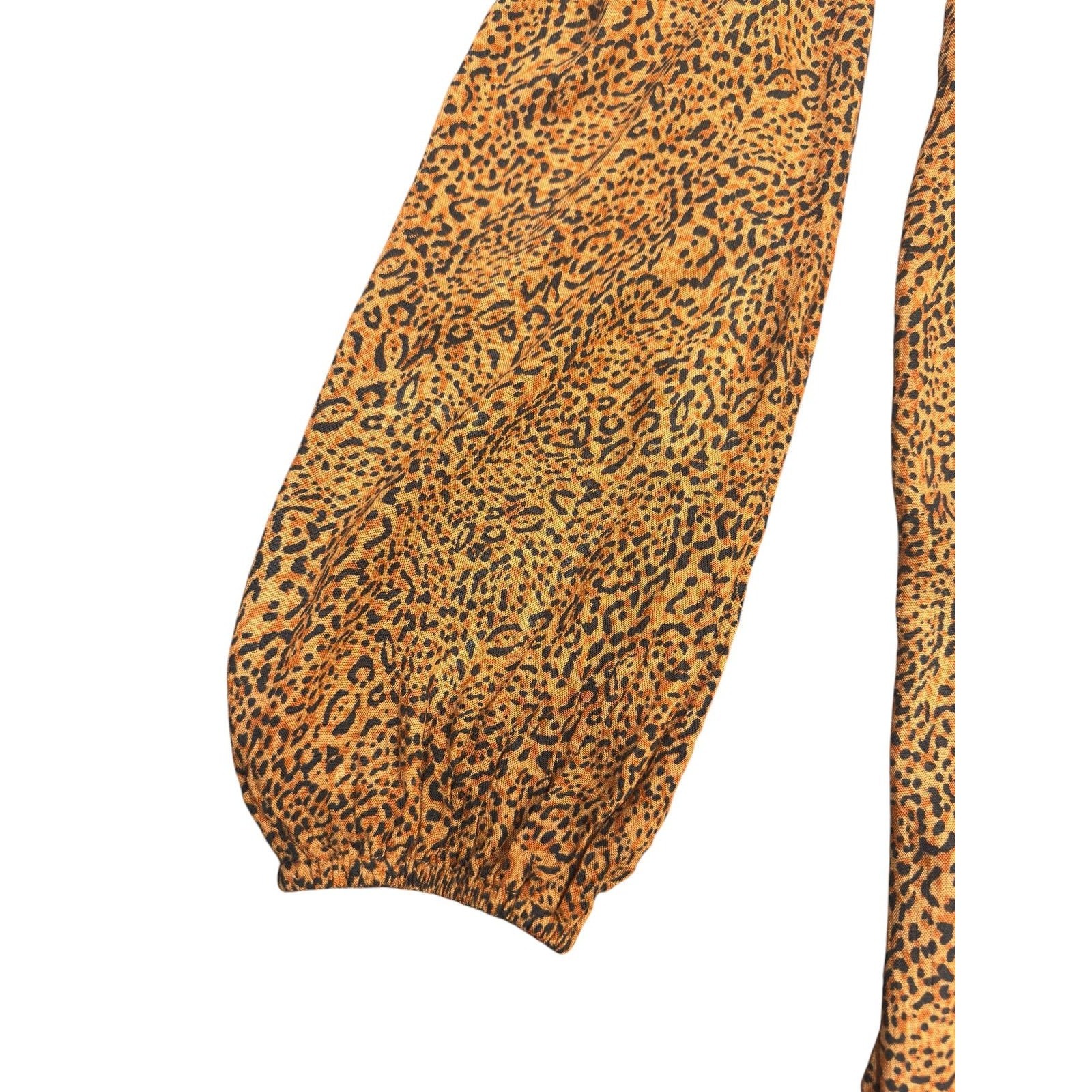 Leopard Print Chiffon Two-Piece Set Top and Pants