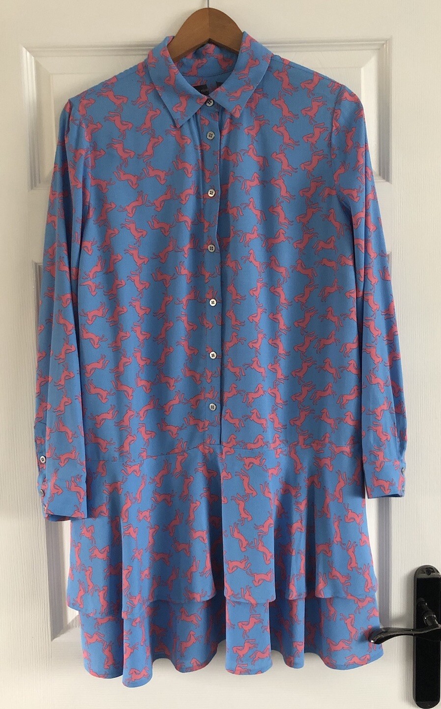 Mint Velvet Gorgeous Blue Horse Print Dress Size 12 WORN ONCE