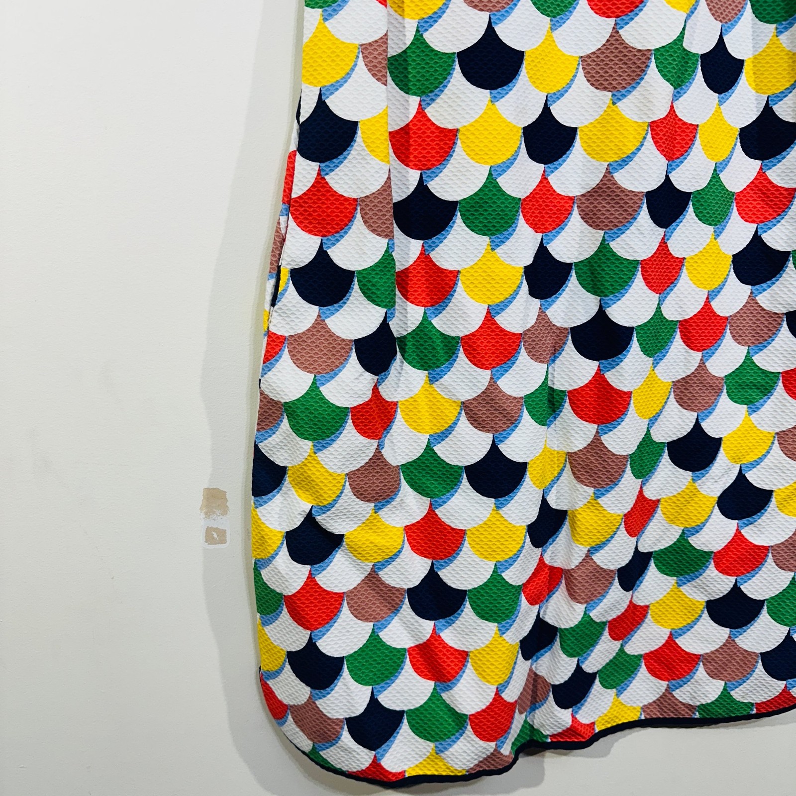 Boden Shift Dress UK 14L Scallop Red Blue Green Yellow White Textured