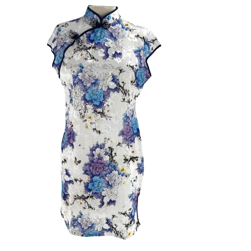 Cheongsam Qipao Dress Women’s Large Purple Floral Asian Oriental Traditional