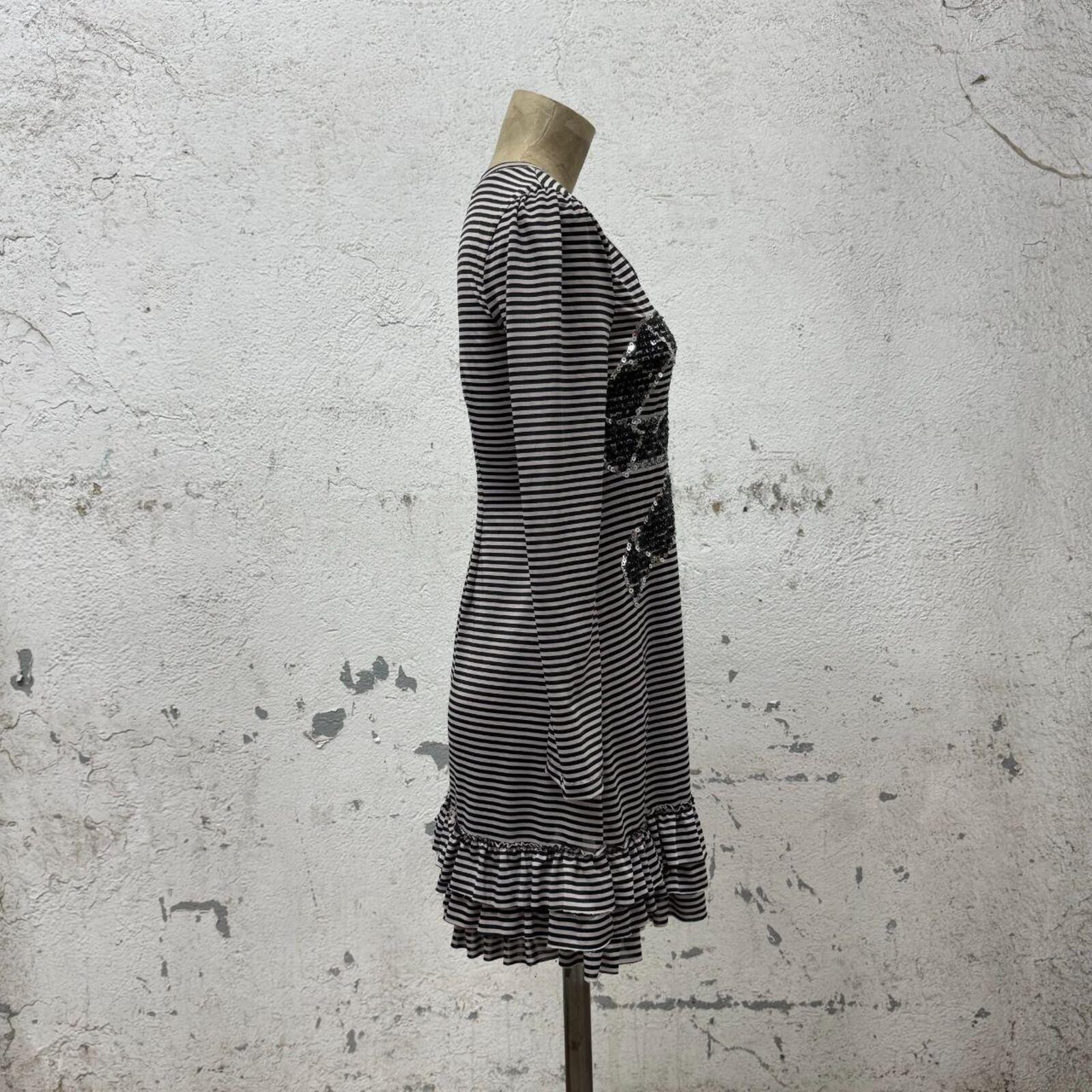 Y2K Vintage Sequin Bow Striped Mini Dress