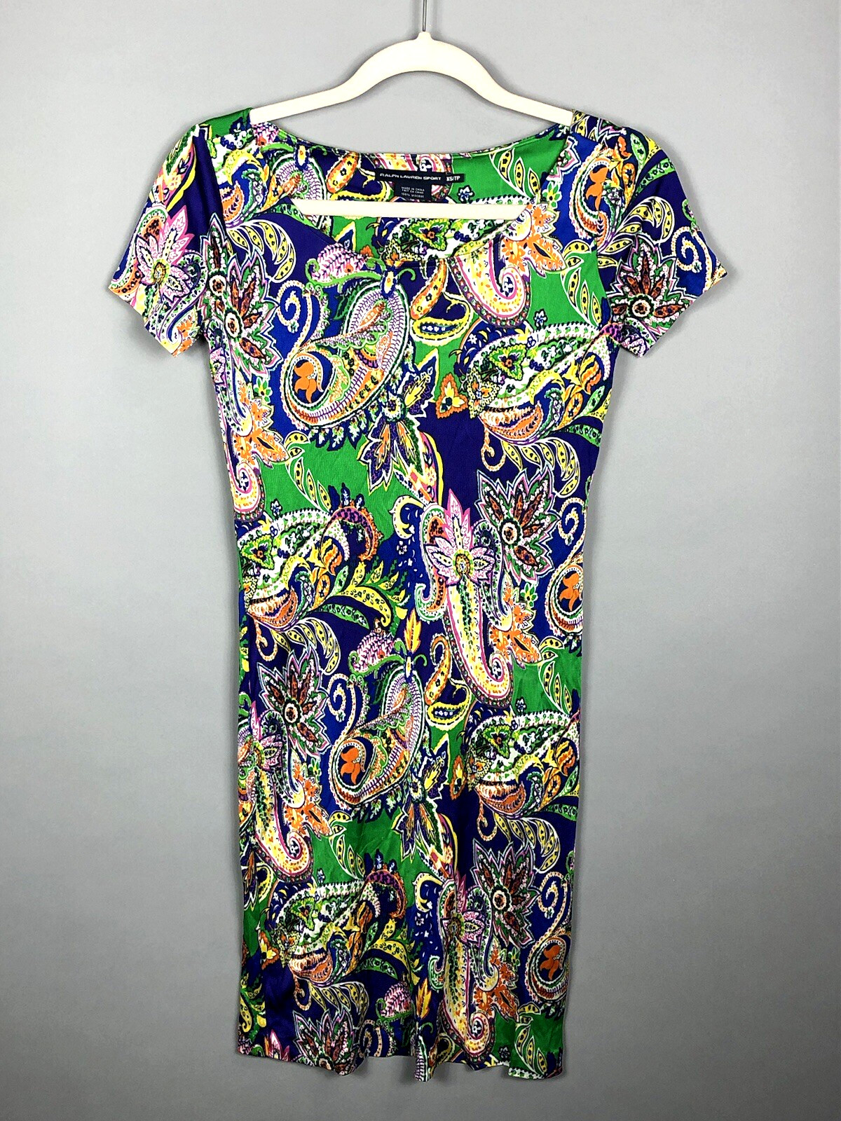 Ralph Lauren Sport Paisley Print Pullover Dress XS Short Sleeve Colorful Casual