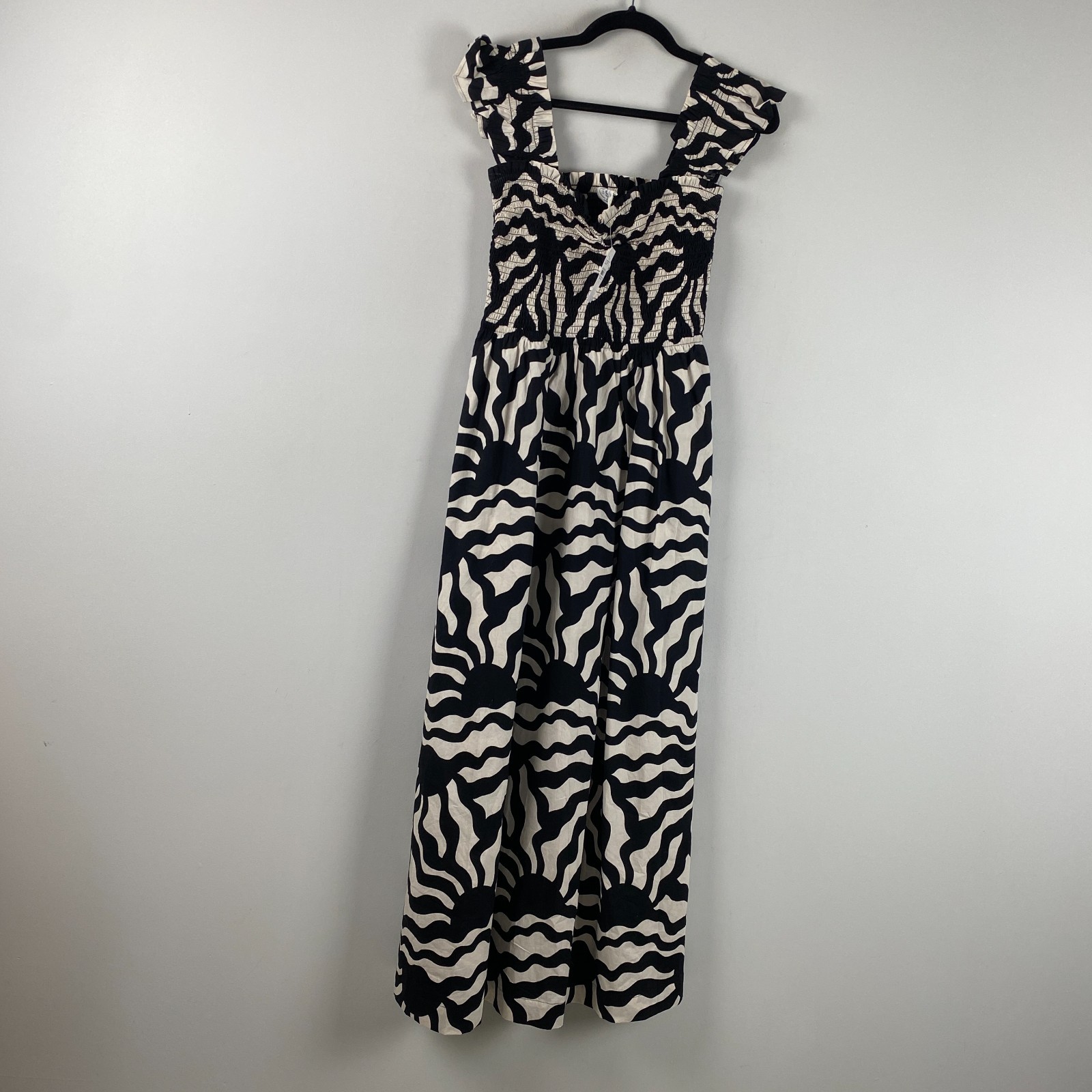 LOFT Beach Sunny Poplin Ruffle Strap Maxi Pocket Dress Size Small Cotton