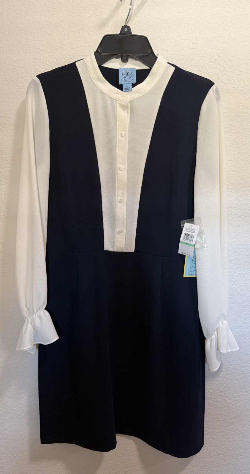 Ladies CeCe Navy & Cream Dress NWT