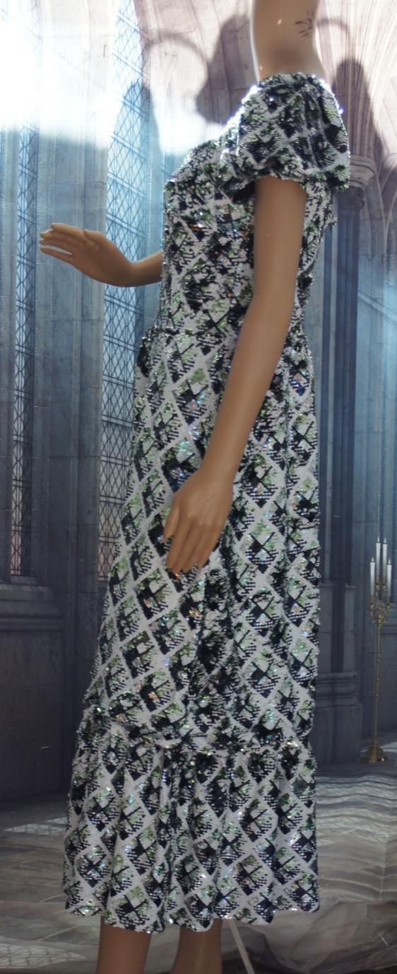 HVN Sequin Plaid Ruffle Hem Dress size 6