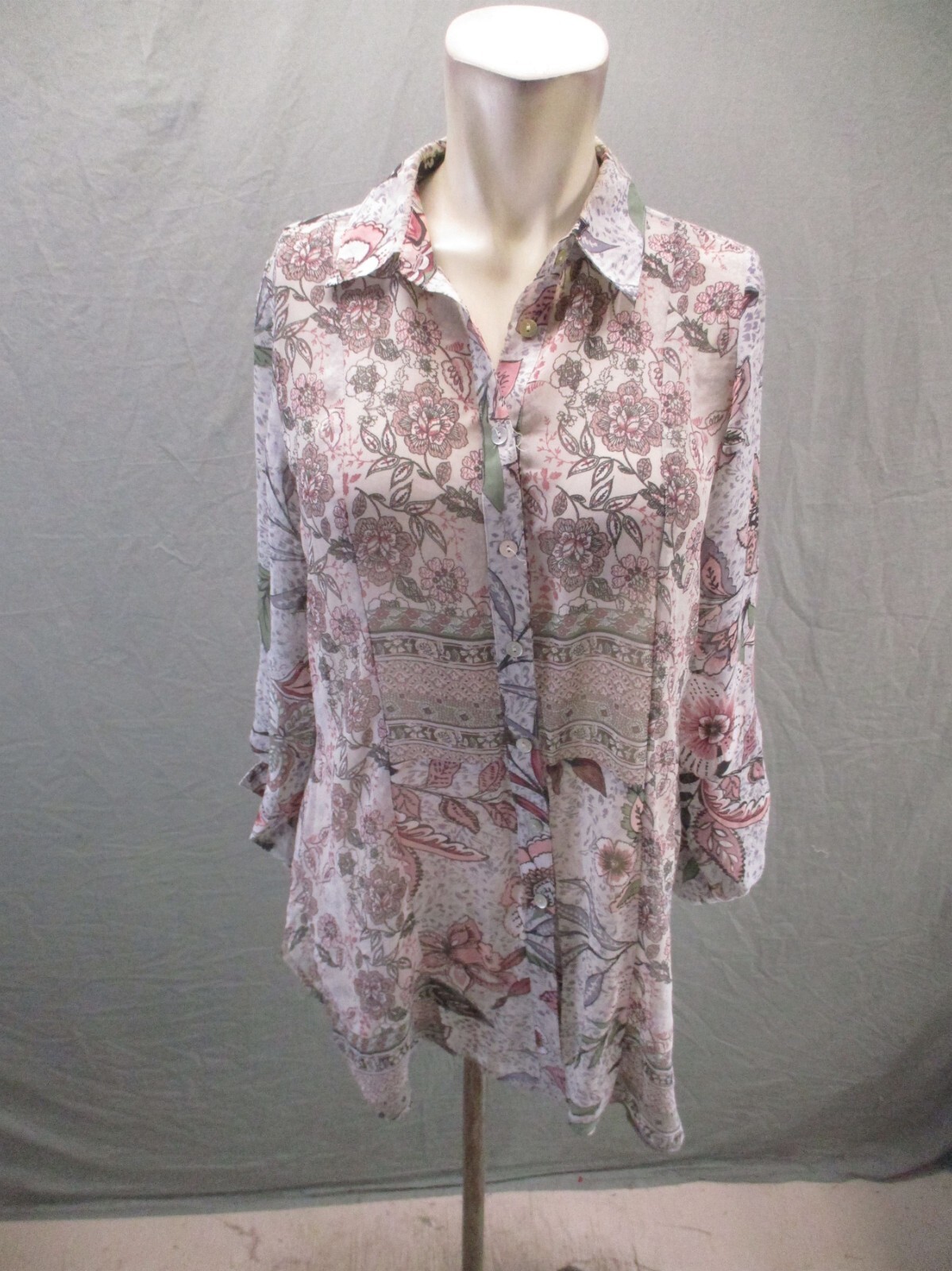Hope Springs Size S Womens Paisley Long Sleeve Collared Short Shirt Dress 411