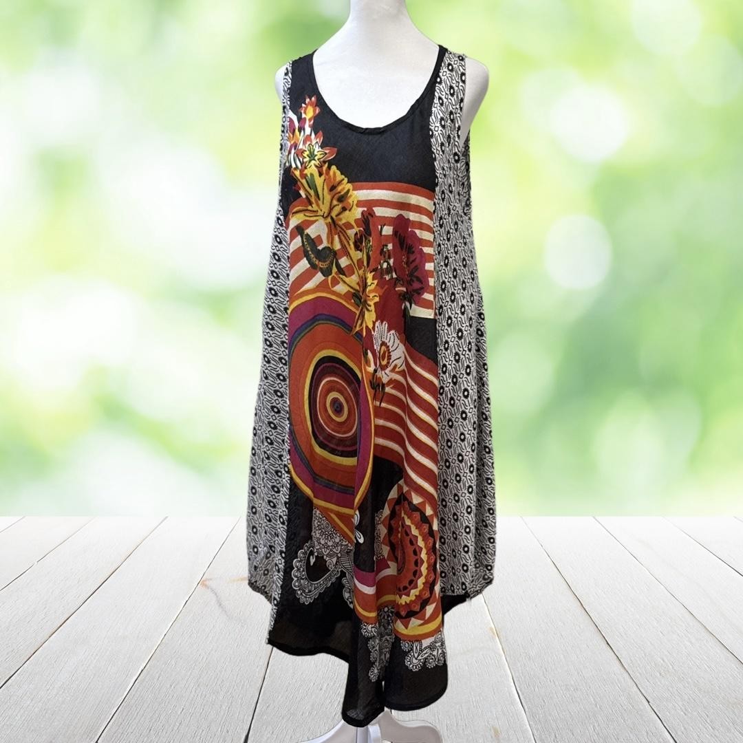 Vintage 90s JESSICA TAYLOR Tank Dress One Size Plus Abstract A-Line Hand Loomed