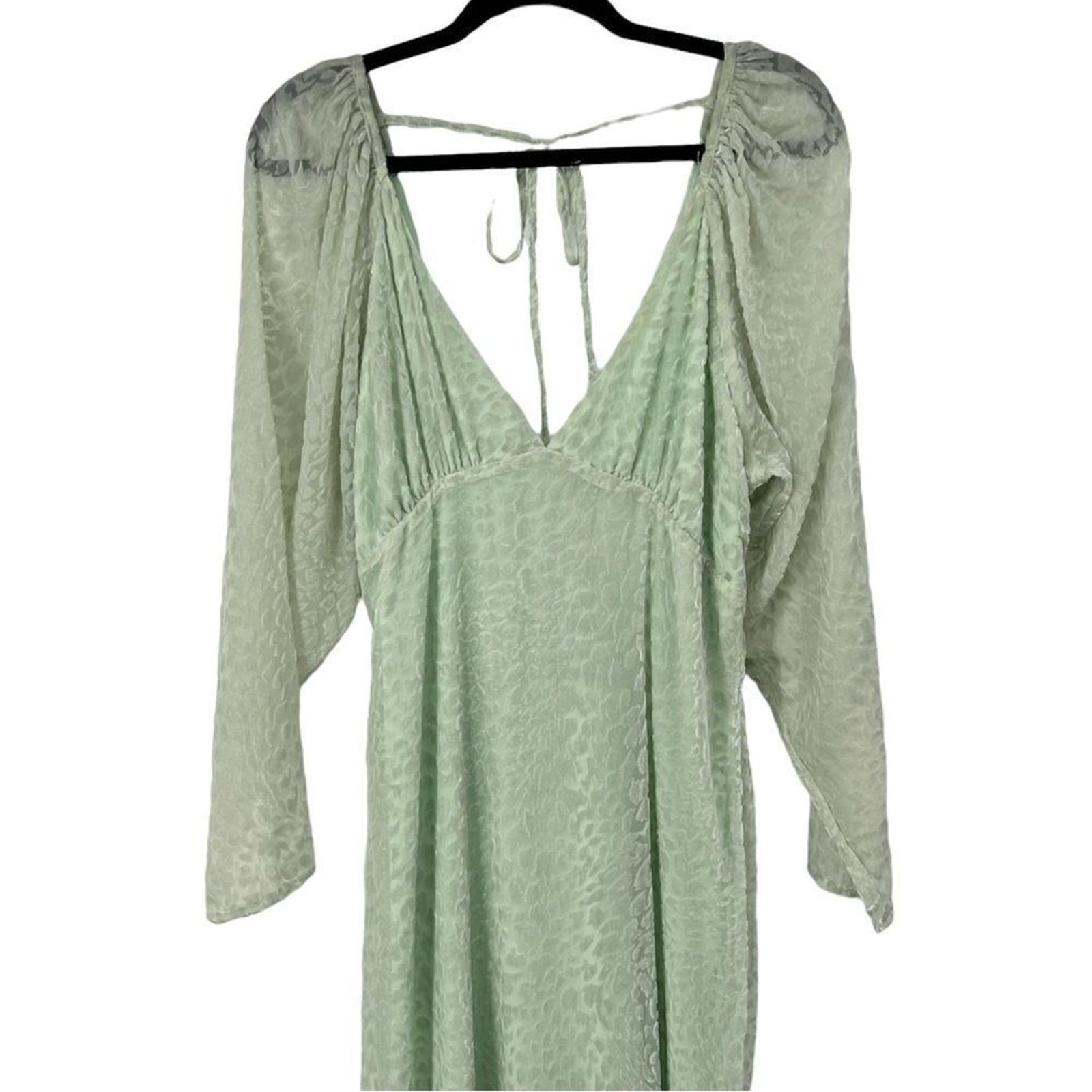 Nasty Gal Mint‎ Devore Maxi Dress Billow Sleeves Womens 8 NWT