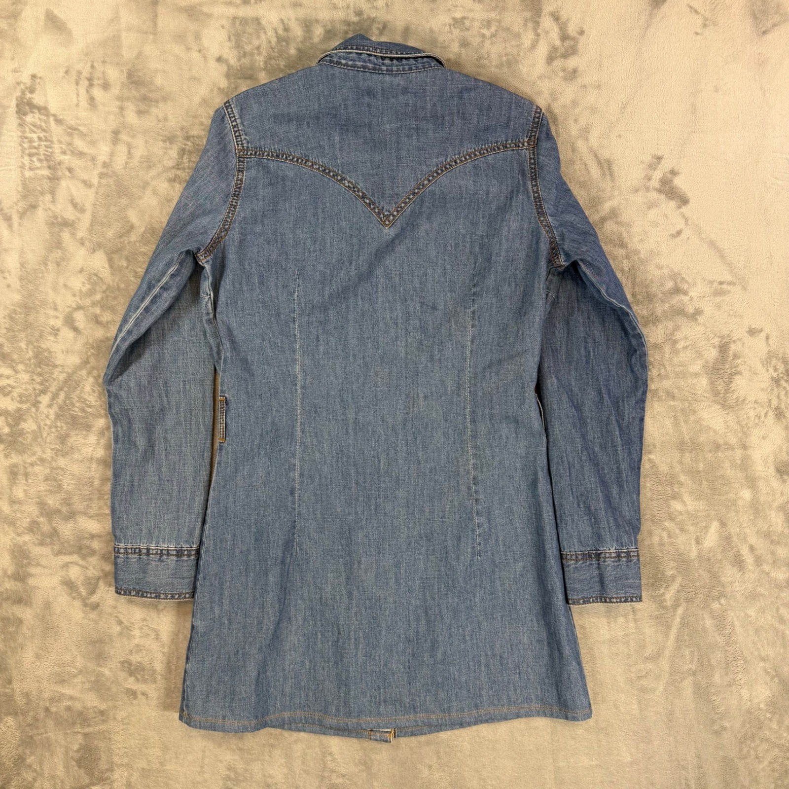 Wrangler Retro Western Denim Shirt Dress Women’s Size S | Small Blue Pearl Snap