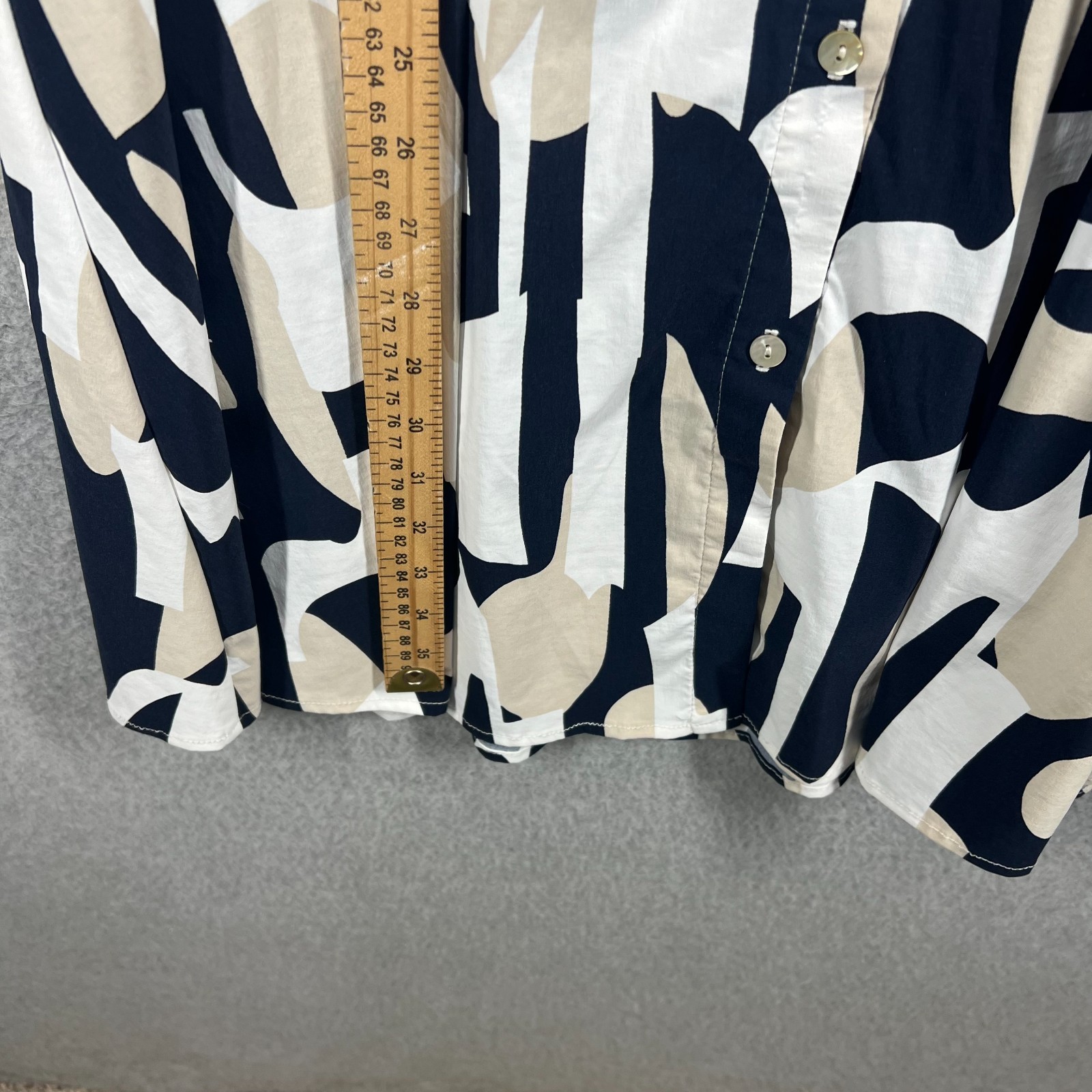 Joseph Ribkoff Abstract Poplin Trapeze Dress Size 10 (UK 12) White Blue Beige