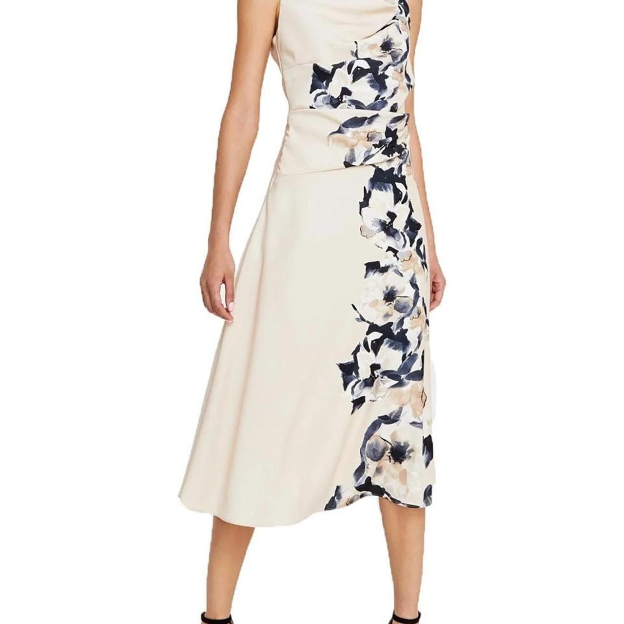 DKNY Donna Karan New York Floral Cowl-Neck Fit & Flare Cocktail Midi Dress