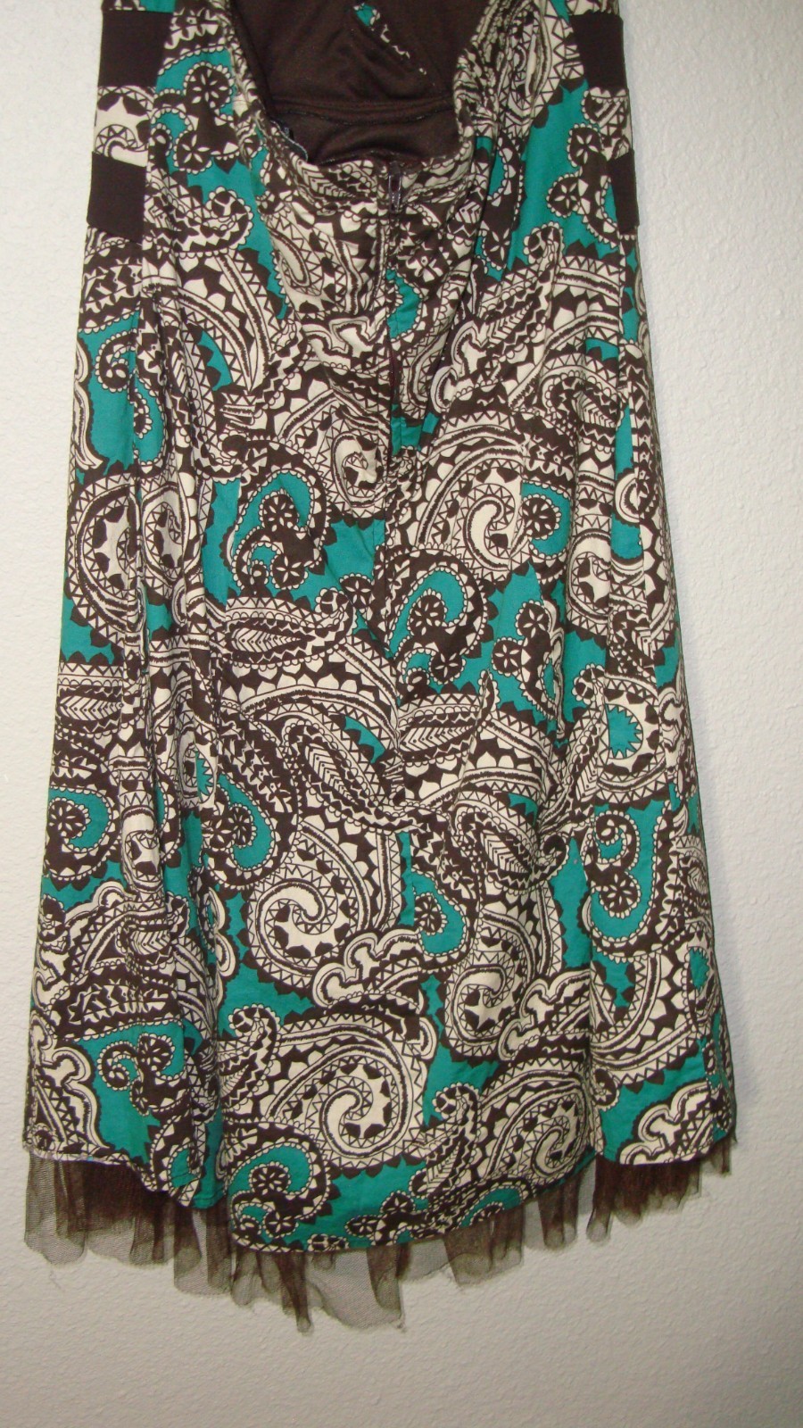 Ruby Rox Brown Teal Tan Mosaic Halter Fit & Flare Dance Dress Juniors Size 11