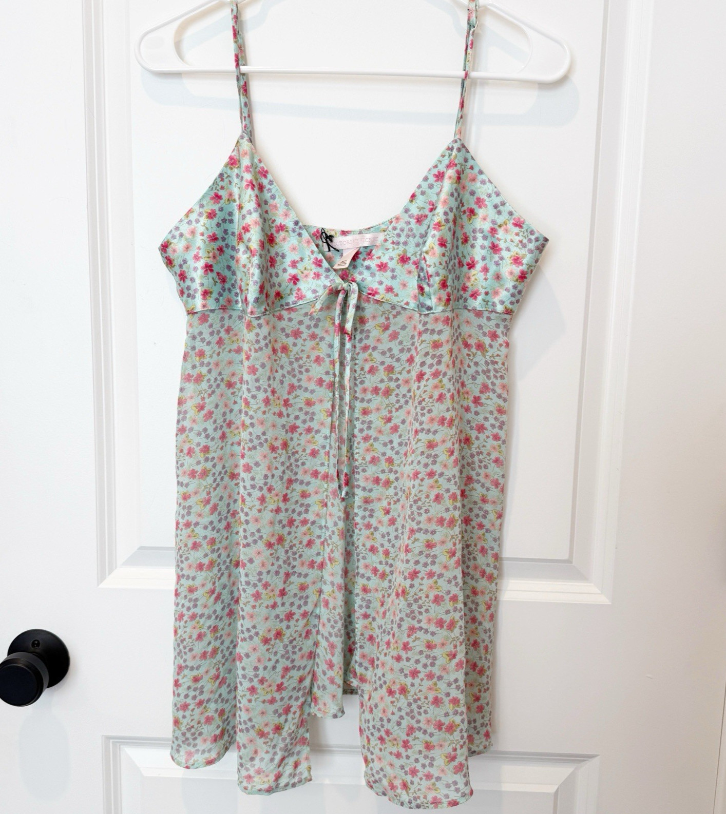 Victoria Secret Y2K Coquette Fairy Sheer Slip Dress Large Ditsy Floral Open Tie