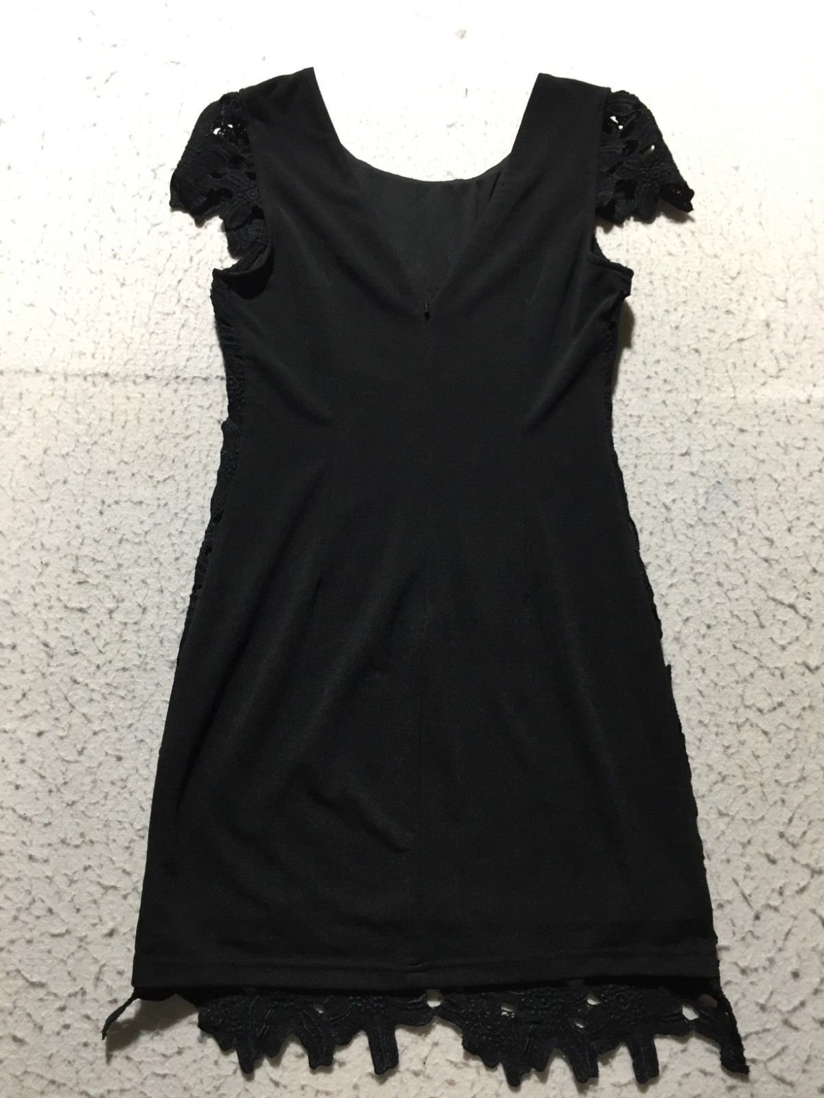 Double Zero Dress Womens M Medium Black Crochet Lined Short Cap Slv Scoop Neck