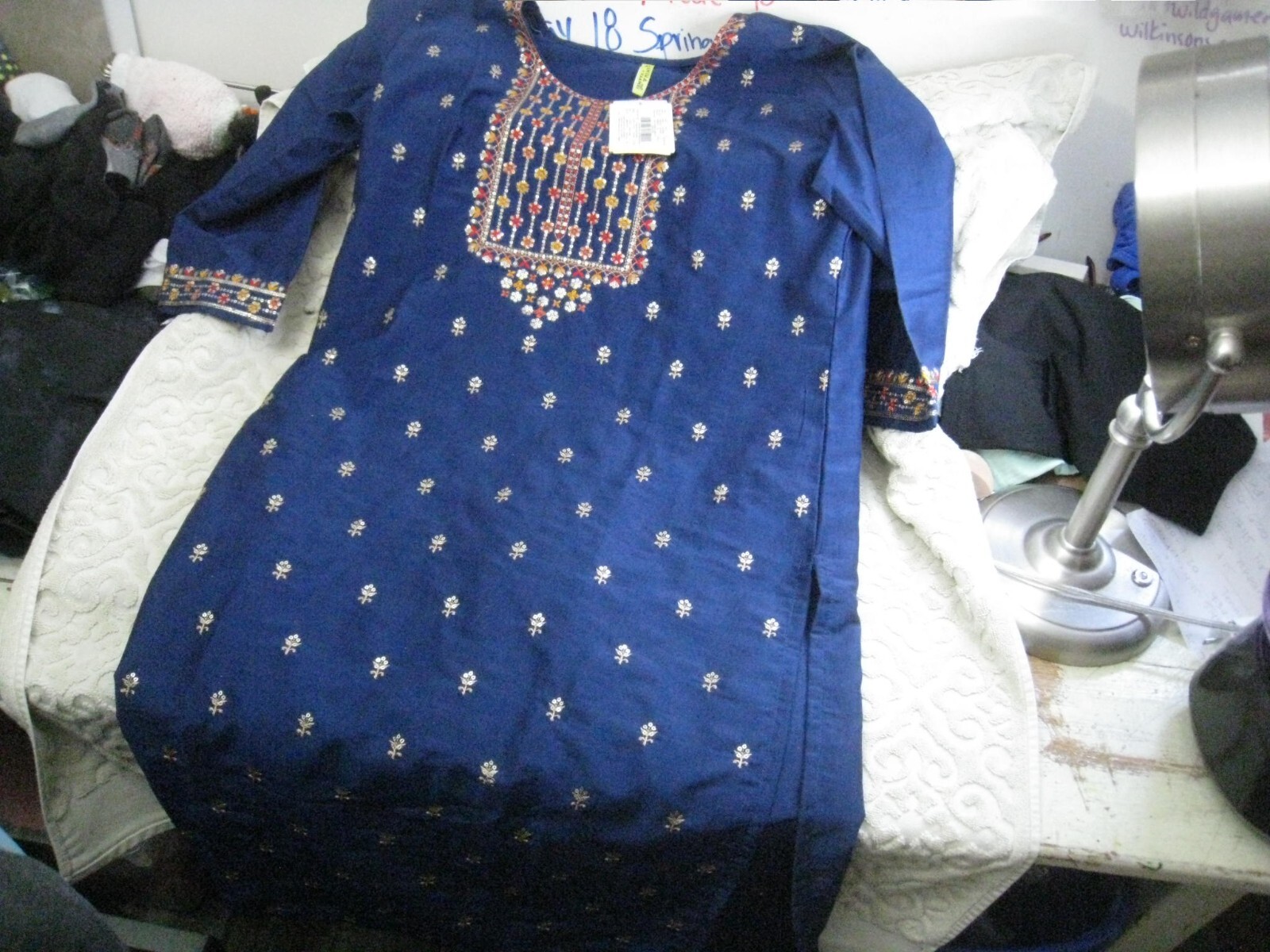 Ahika by Vaamsi Kurta Dress BLUE XL (NO TROUSERS) embroidered NWT Kurti 43″
