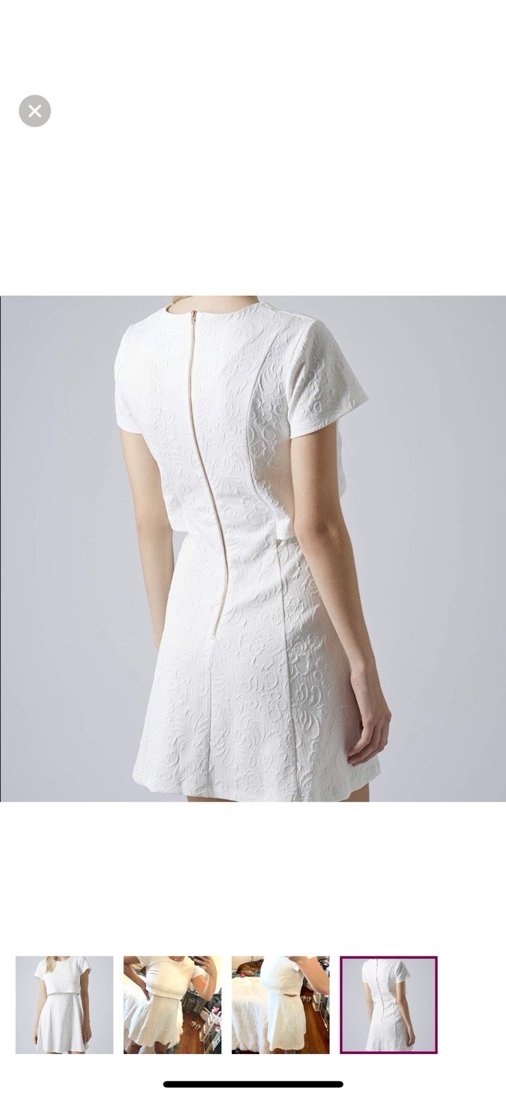 Hem & Thread White Jacquard Textured Fit & Flare Dress w/ Cutouts | Small